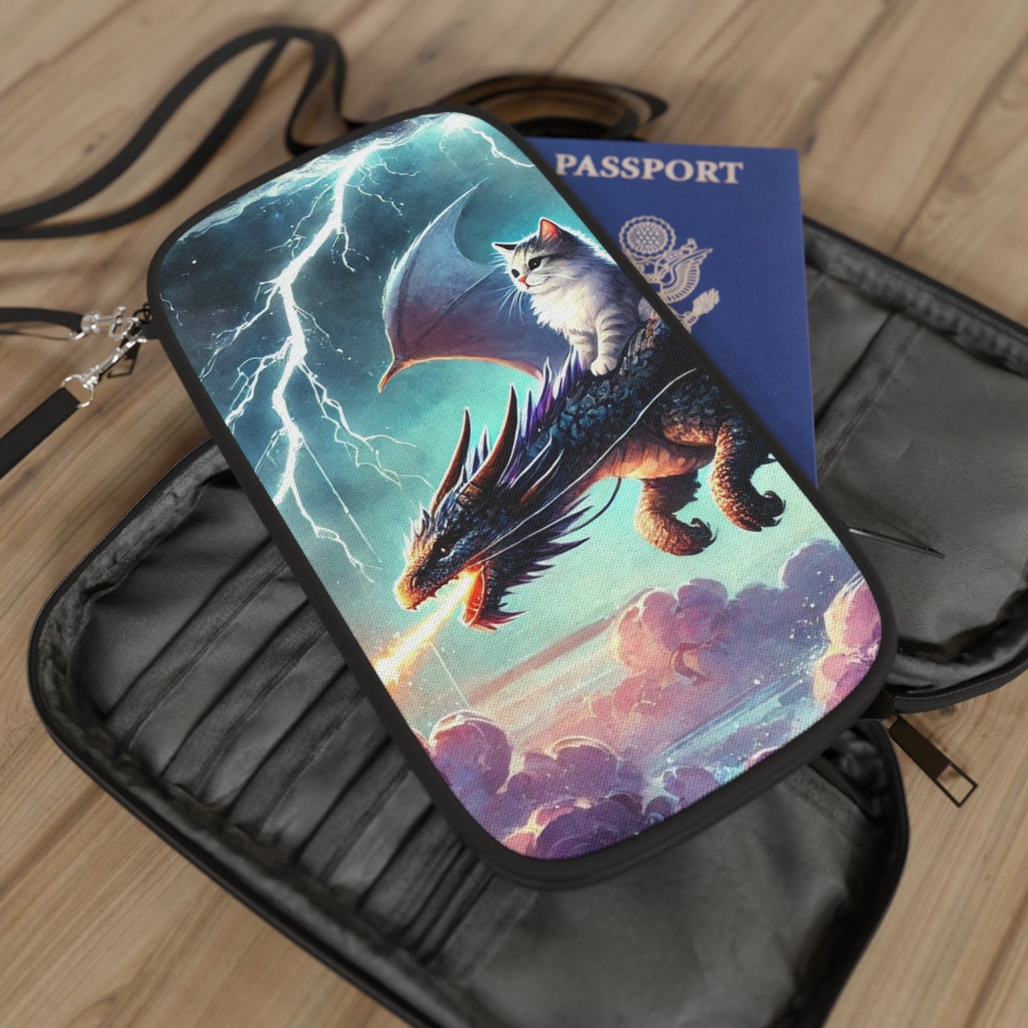 Dragon Warrior - Cat Lover - Passport Wallet - Travel Gift   