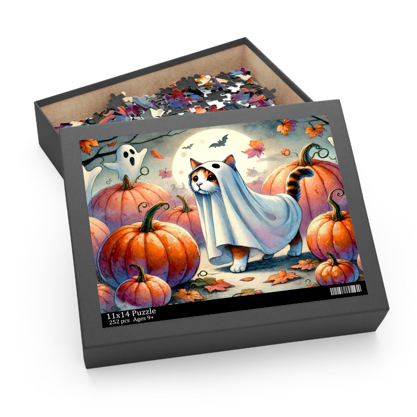 Halloween Ghost Cat - Puzzle - Cat Lover Gift 120, 252, or 500 -piece options   