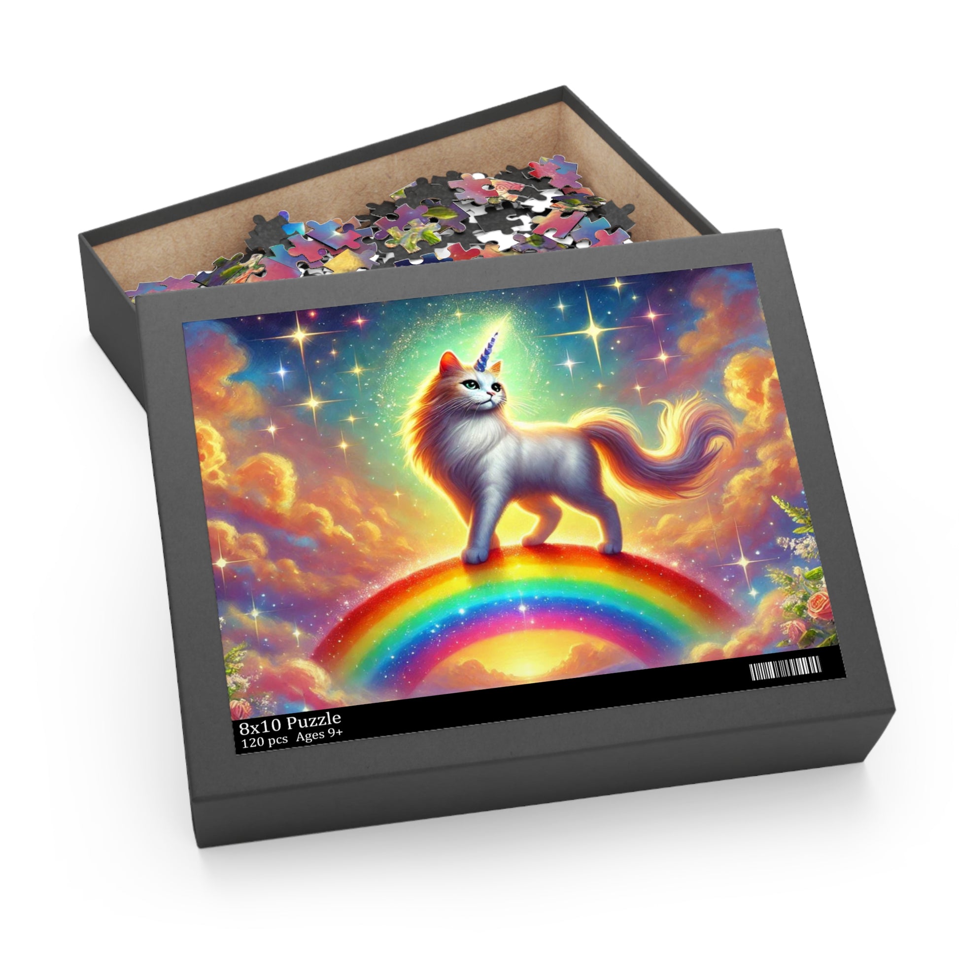 Magic Rainbow Bridge Caticorn Puzzle - Cat Unicorn Gift 120, 252, or 500 -piece options   