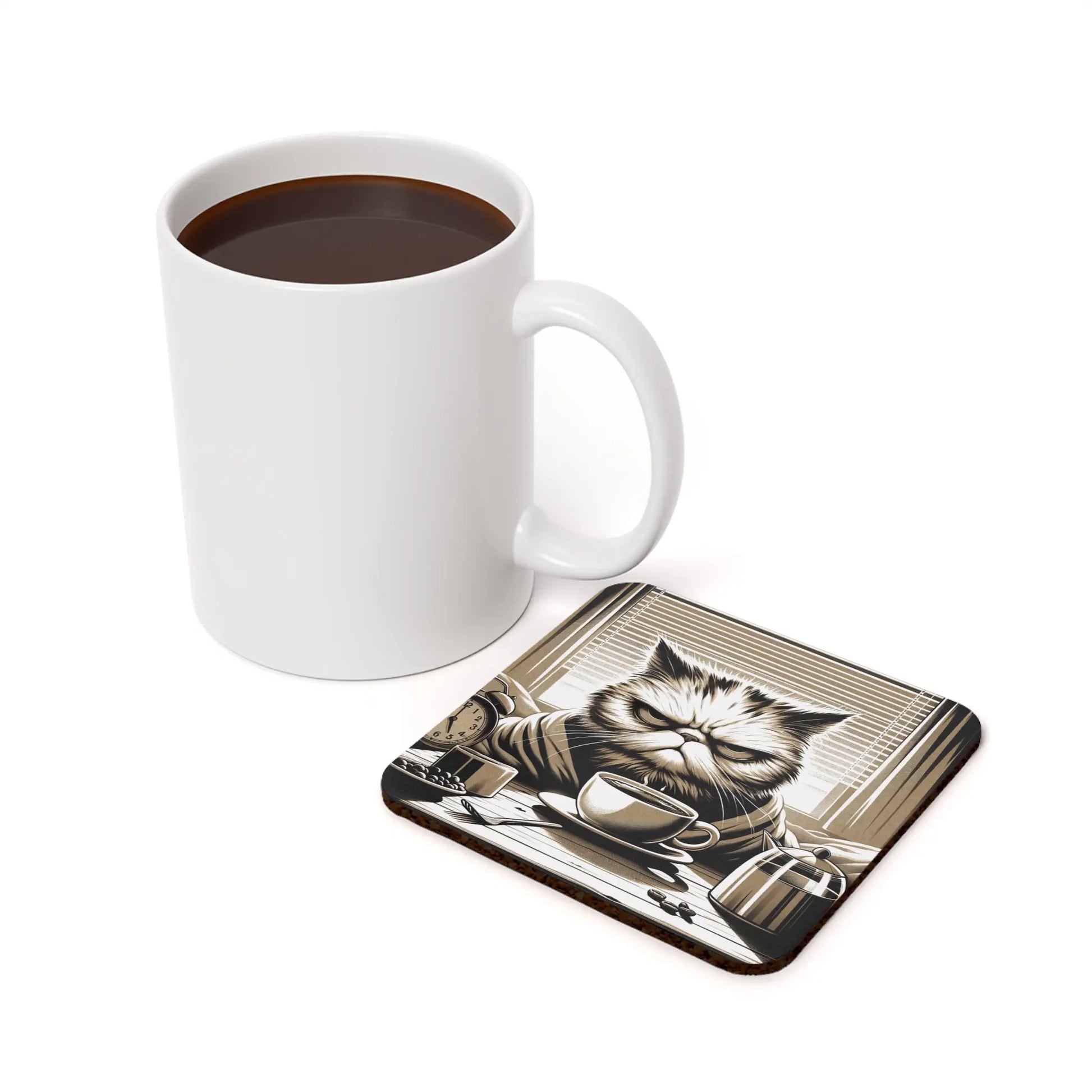 Grumpy Morning Cat - Cat Lover Coaster - Montecore PawPrints