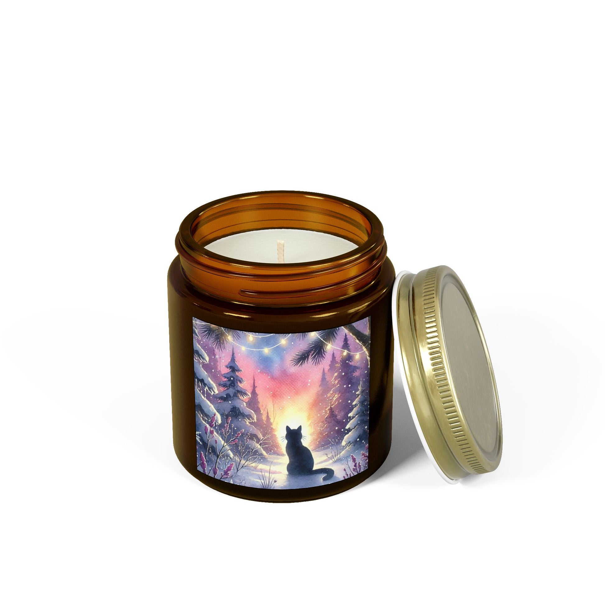 Winter Sunrise - Cat Lover - Holiday Decor - Scented Coconut Apricot Candles 4oz   