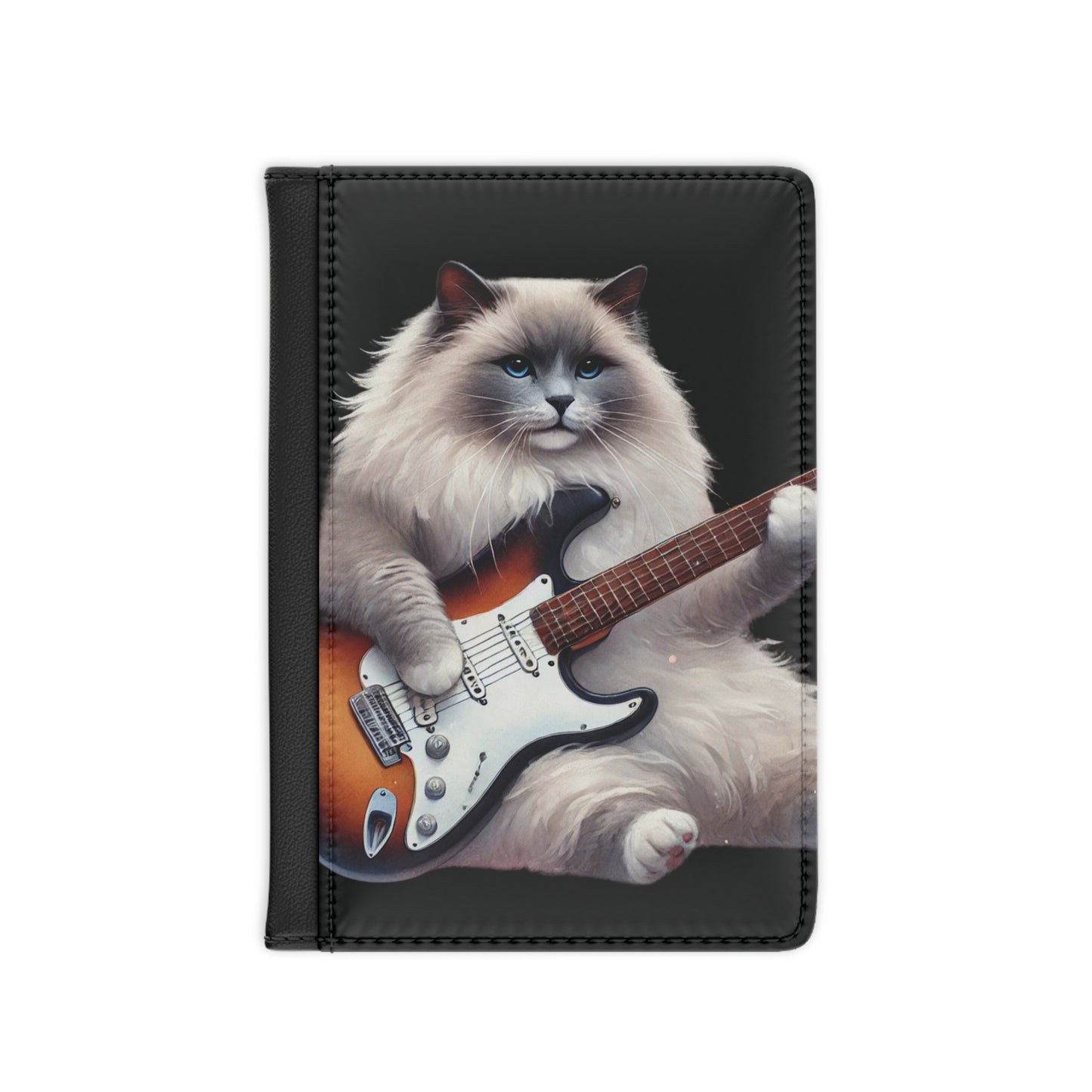 Guitar - Cat Musician - Travel Wallet  - Passport Cover   