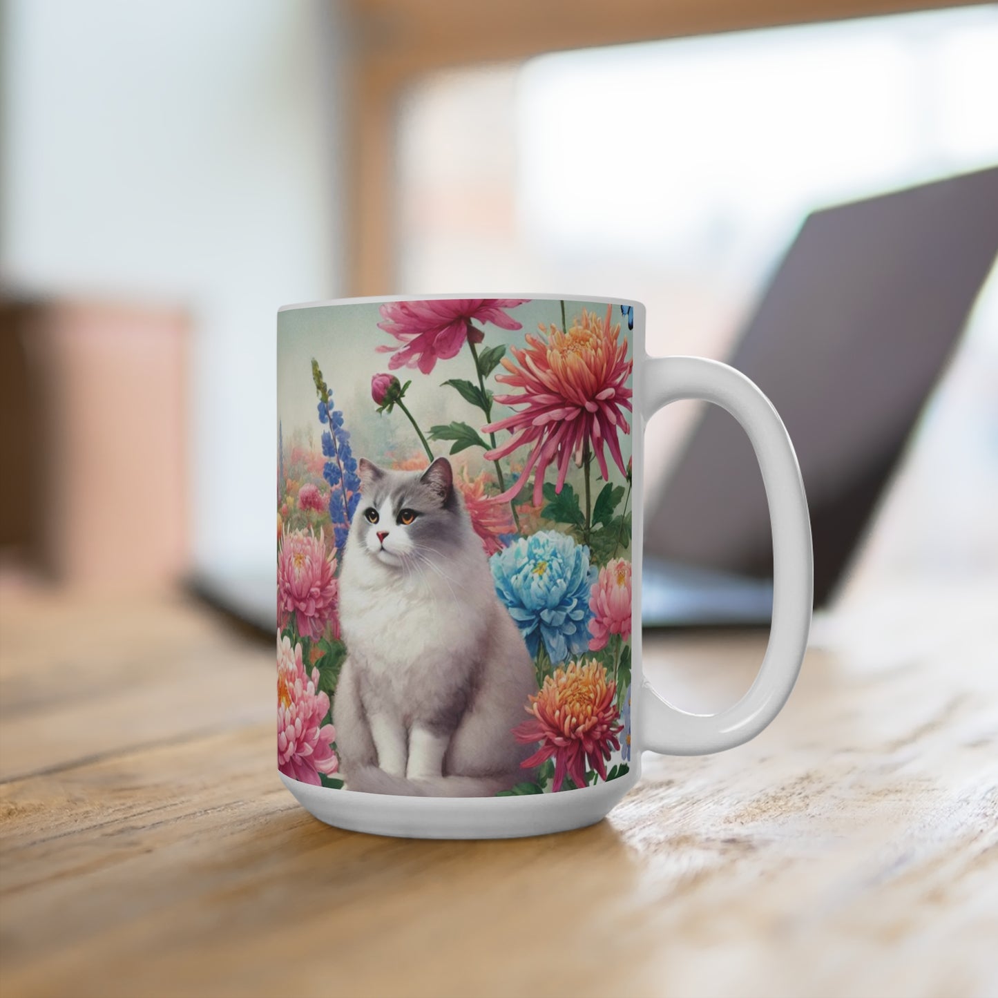 November Birth Month Flowers - Cat Lover - Mug 15oz   