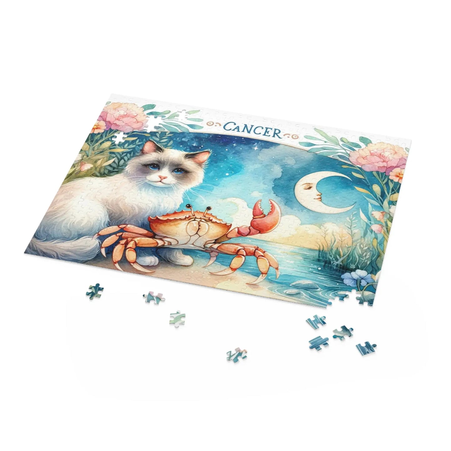 Cancer Zodiac Birthday Puzzle - Cat Lover Gift 120, 252, or 500 -piece options - Montecore PawPrints