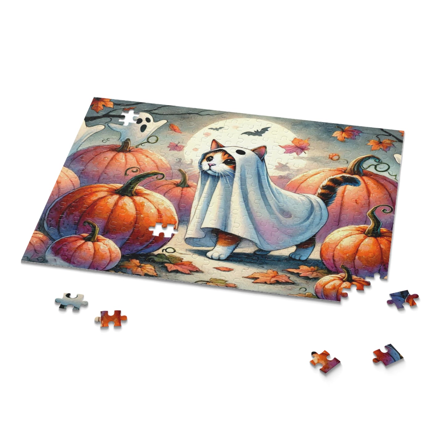 Halloween Ghost Cat - Puzzle - Cat Lover Gift 120, 252, or 500 -piece options   