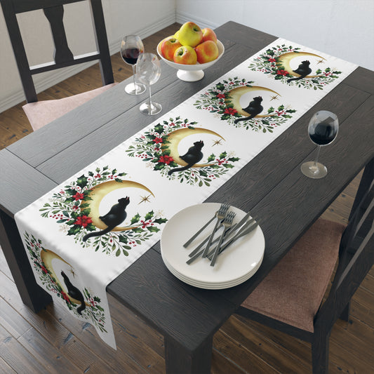 Winter Moon - Cat Lover - Holiday Decor Table Runner   