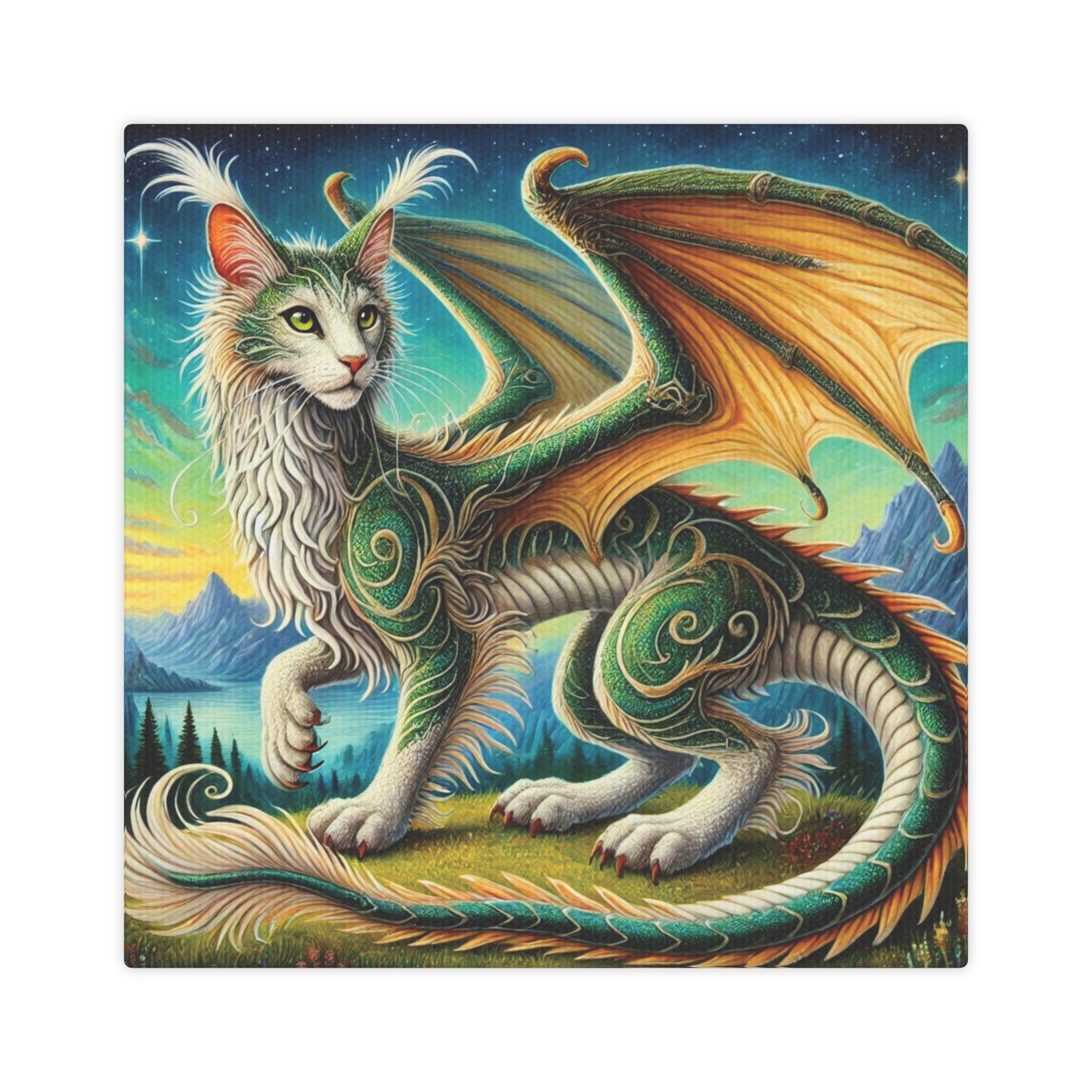 Magical Cragon - Cat Dragon - Wall Art Decor   