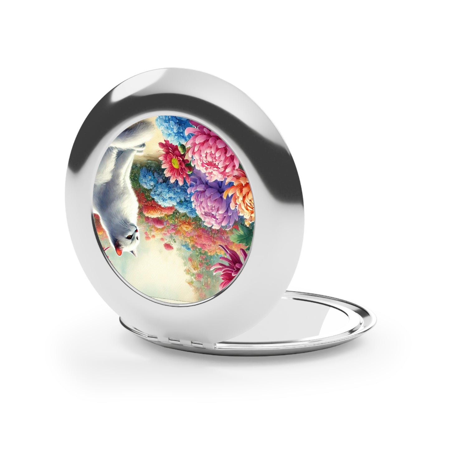 November Birth Flower - Cat Lover - Compact Travel Mirror   