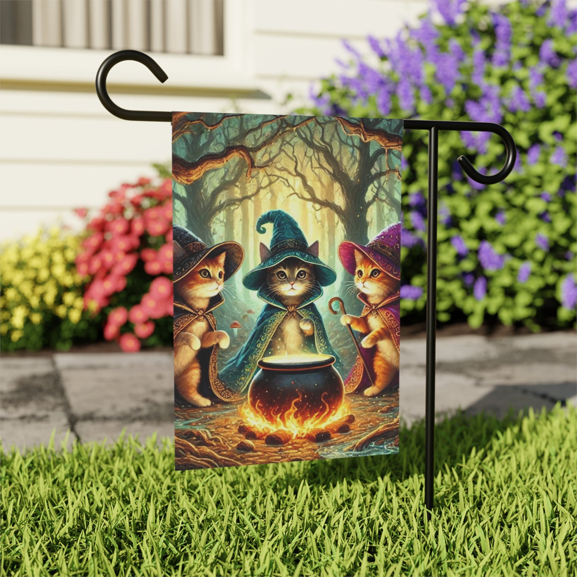 Halloween - Cat Witches - Garden & House Banner   