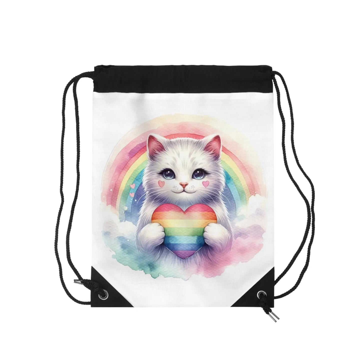 Rainbow Cat - Cat Lover - Drawstring Bag   