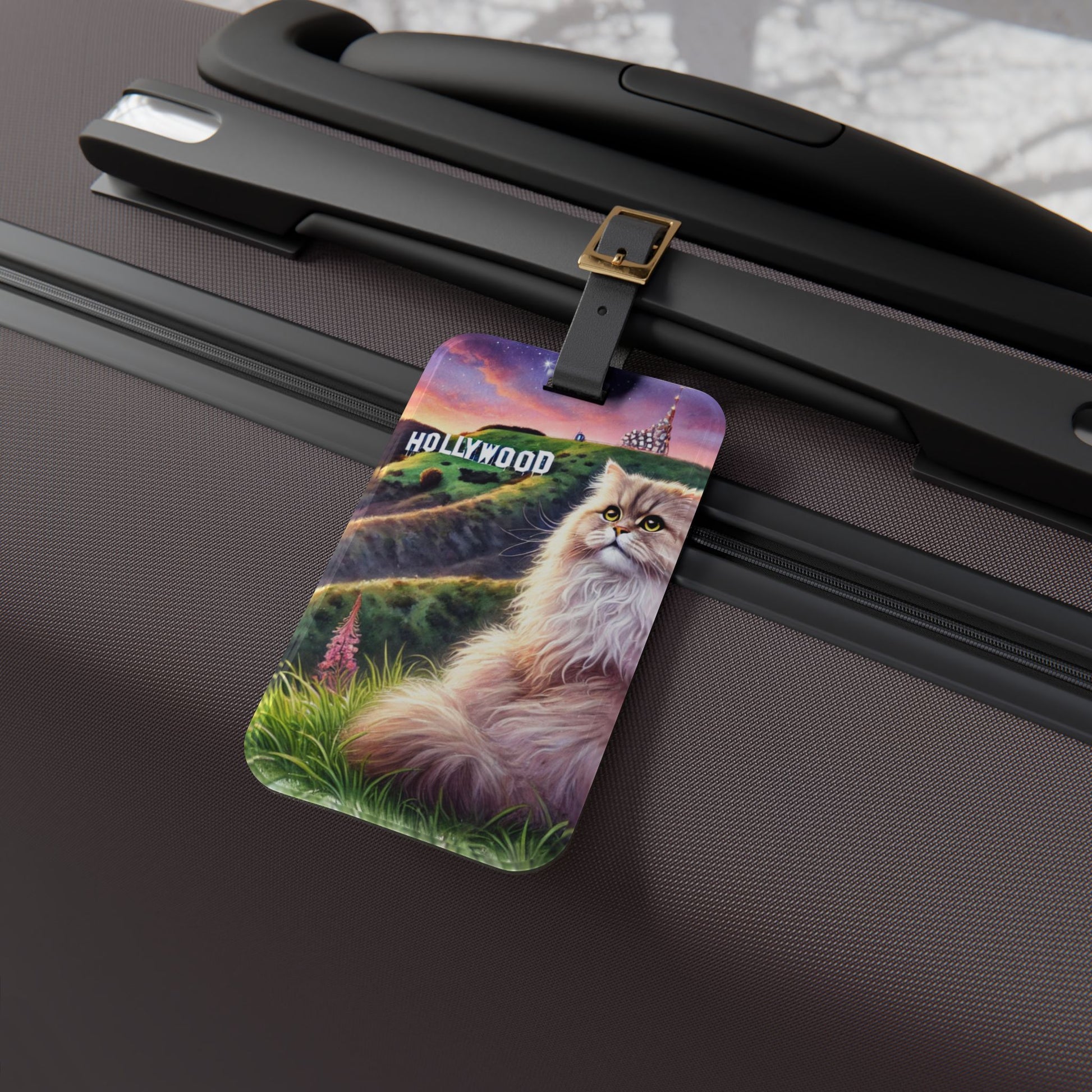 Hollywood - Cat Lover  - Luggage Tag - Travel Gift   