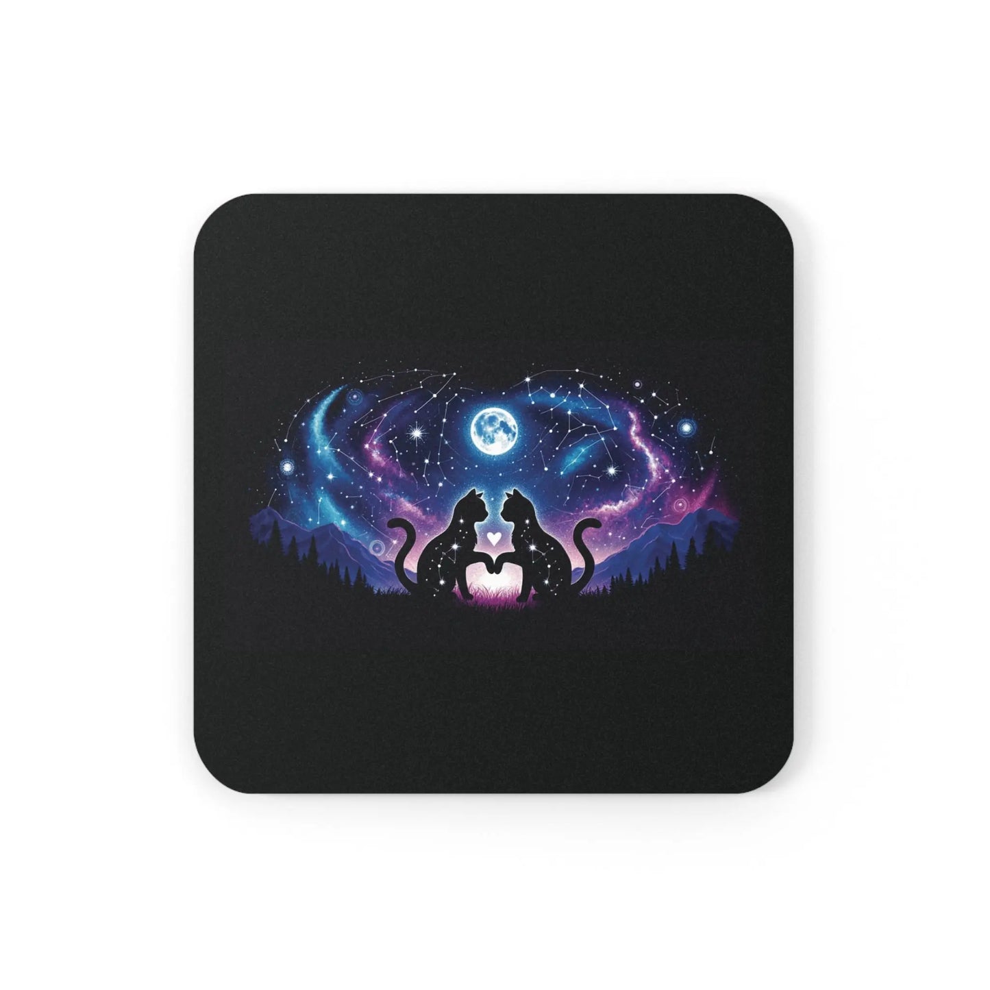 Cosmic Cat Lovers - High Gloss Drink Coaster - Montecore PawPrints