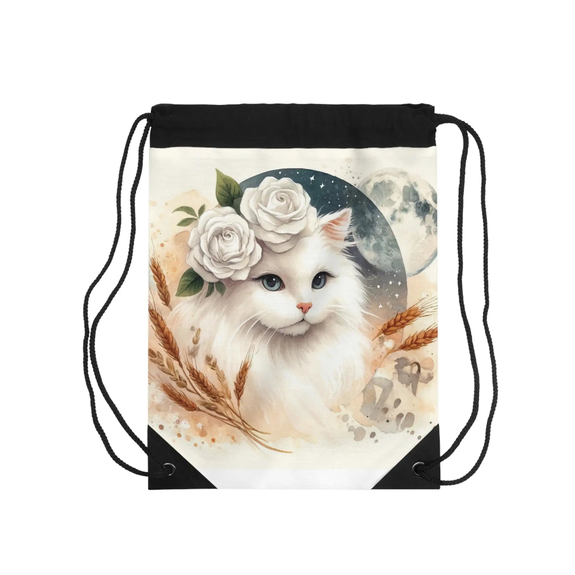 Virgo - White Cat - Drawstring Bag   