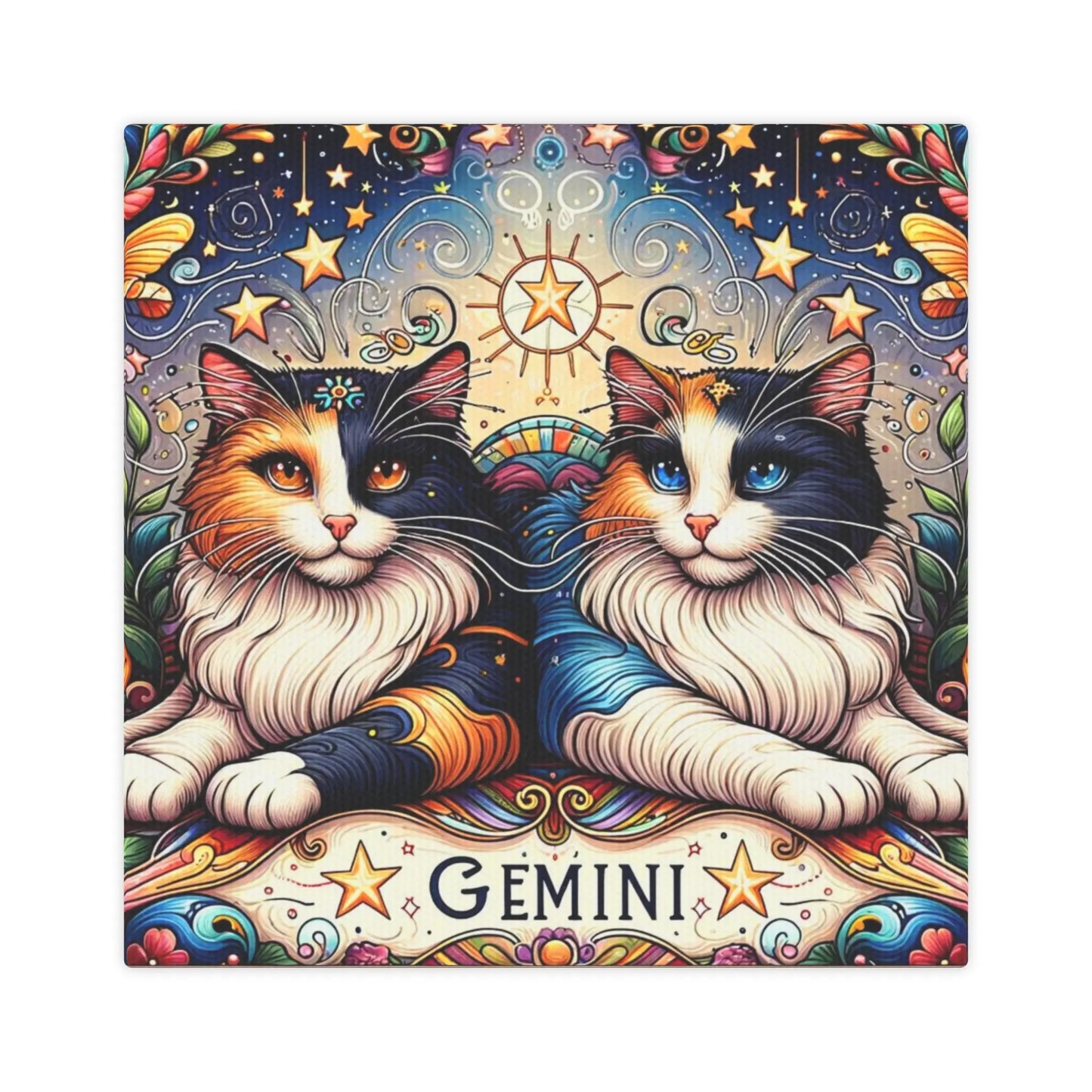 Gemini Zodiac - Cat Lover - Wall Art Decor 8x8   