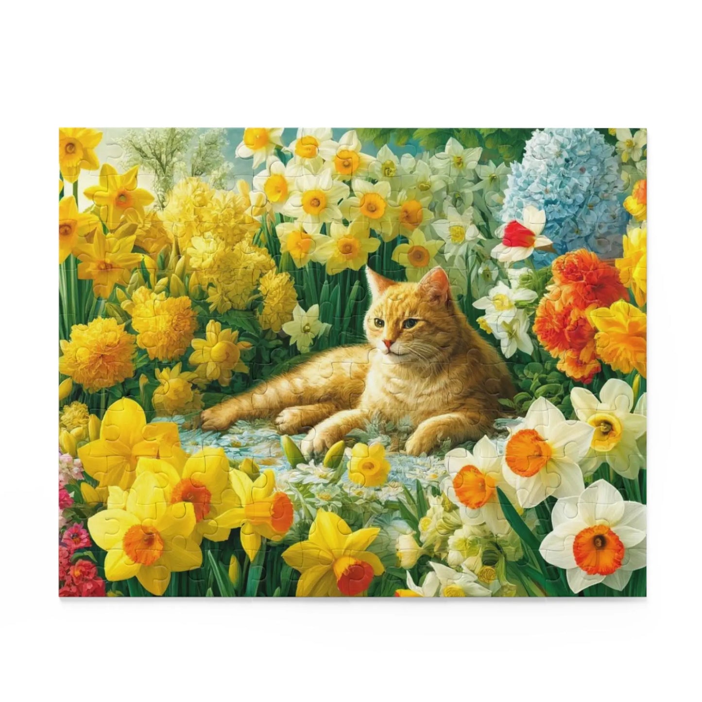 March Birth Flower Puzzle -Daffodils and Narcissus - Cat Lover Gift -  120- 252- or 500-Piece - Montecore PawPrints