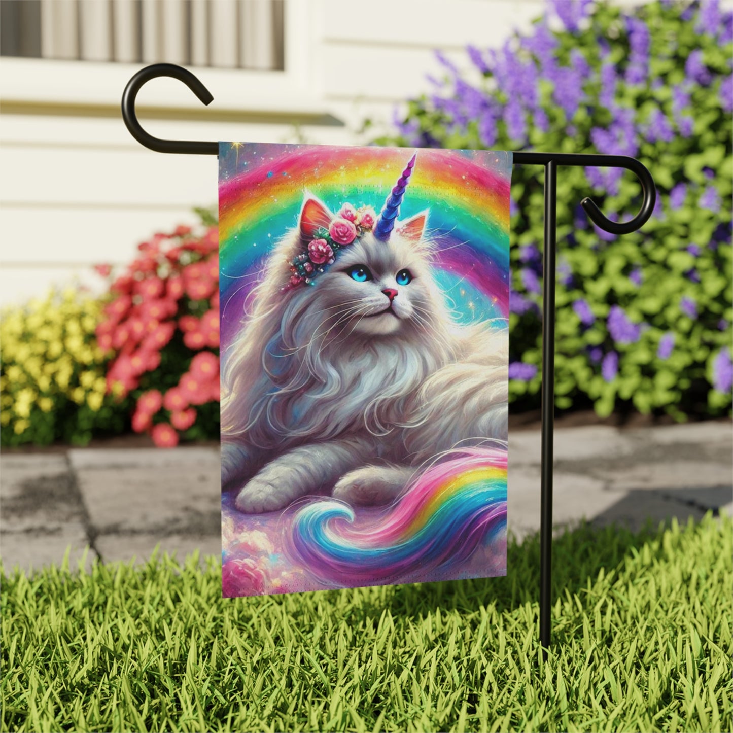 Rainbow Caticorn - Cat Unicorn - Garden & House Banner   