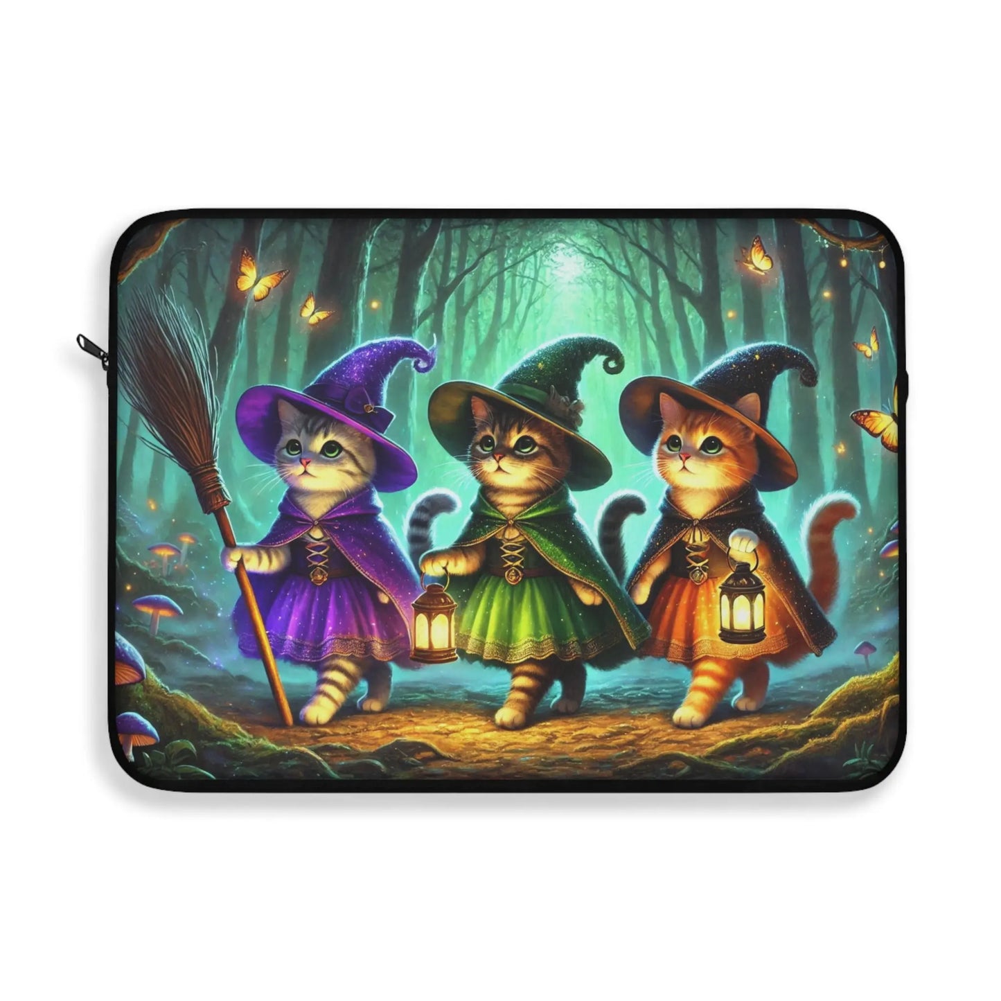 Halloween Decor - Cat Witches - Laptop Sleeve   