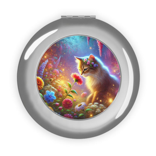 Magic Flower Garden - Cat Lover - Compact Travel Mirror   