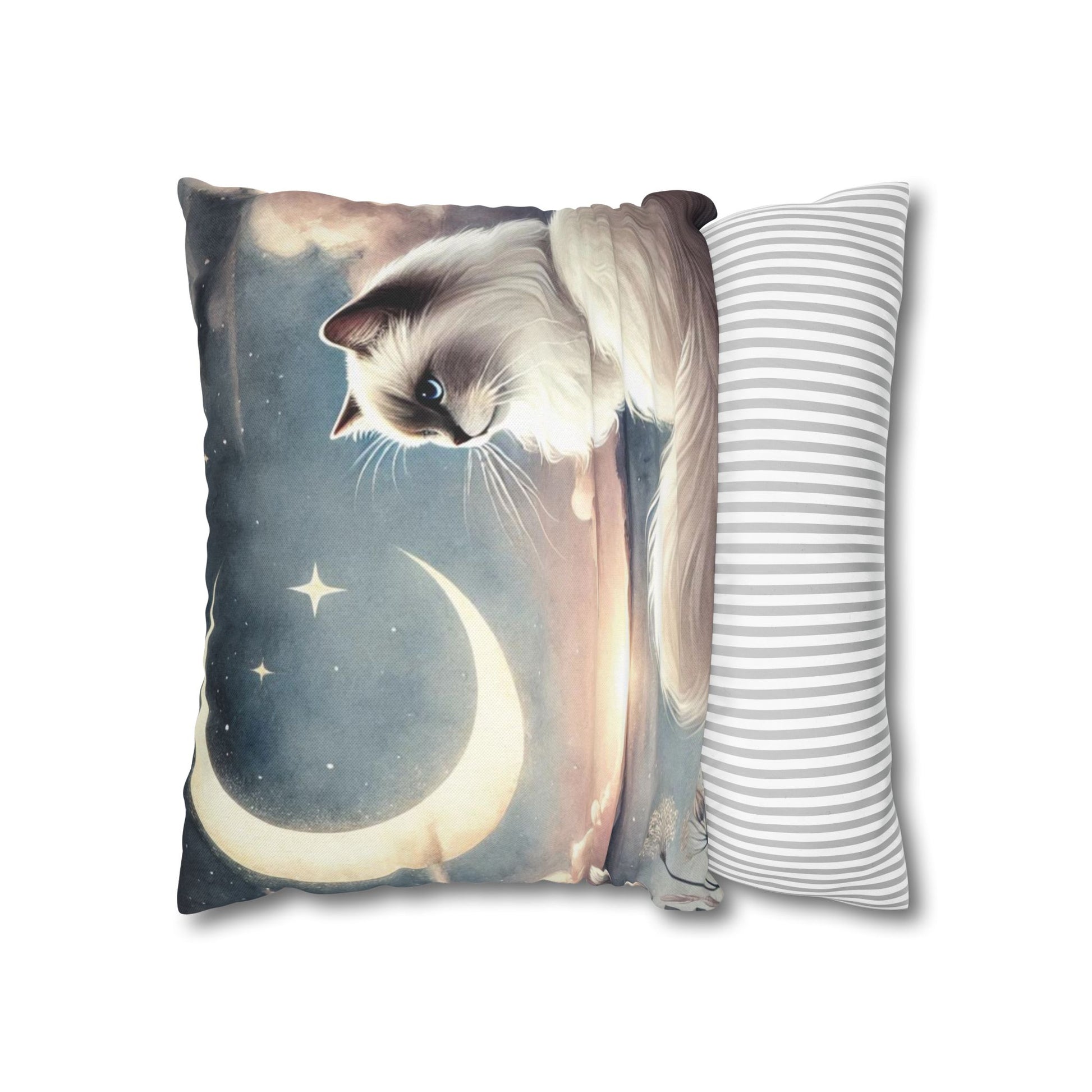 Celestial Moon - Cat Lover Ragdoll - Spun Polyester Square Pillow Case   