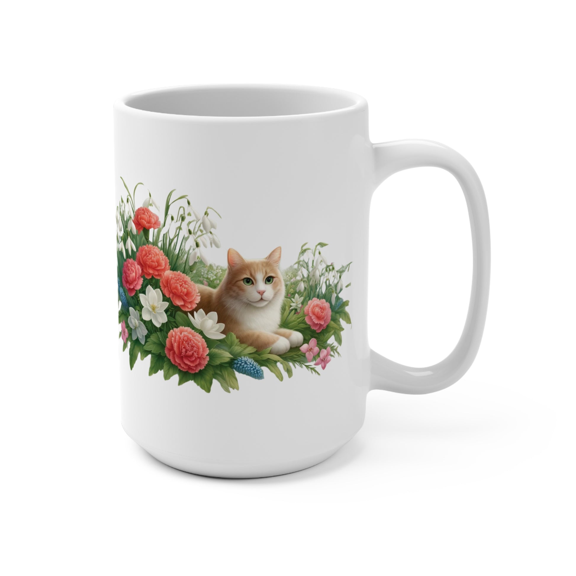 January Birth Flower - Cat Lover - Mug 15oz   