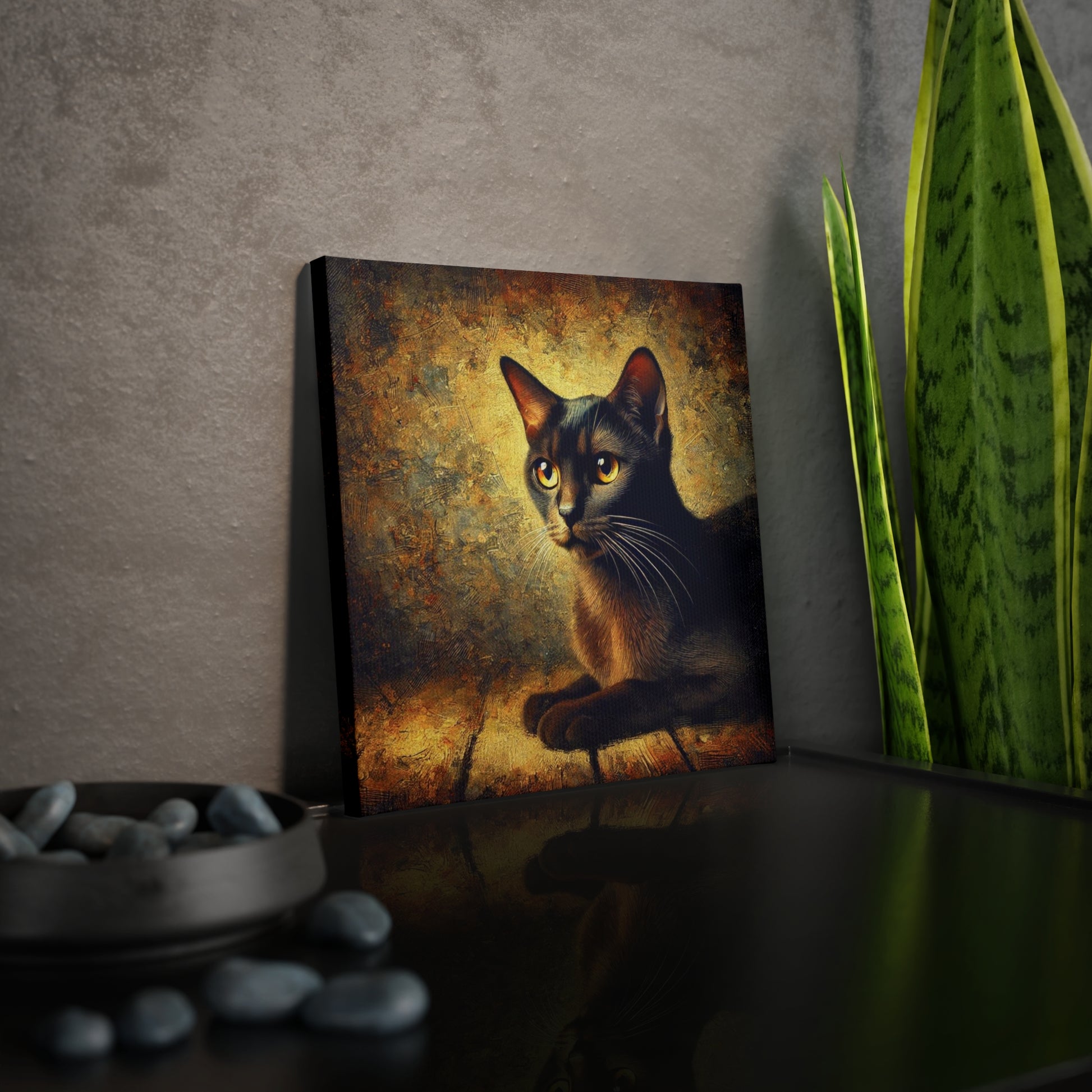 Black Cat - Bombay  - Cat Lover - Wall Art Decor 8x8   