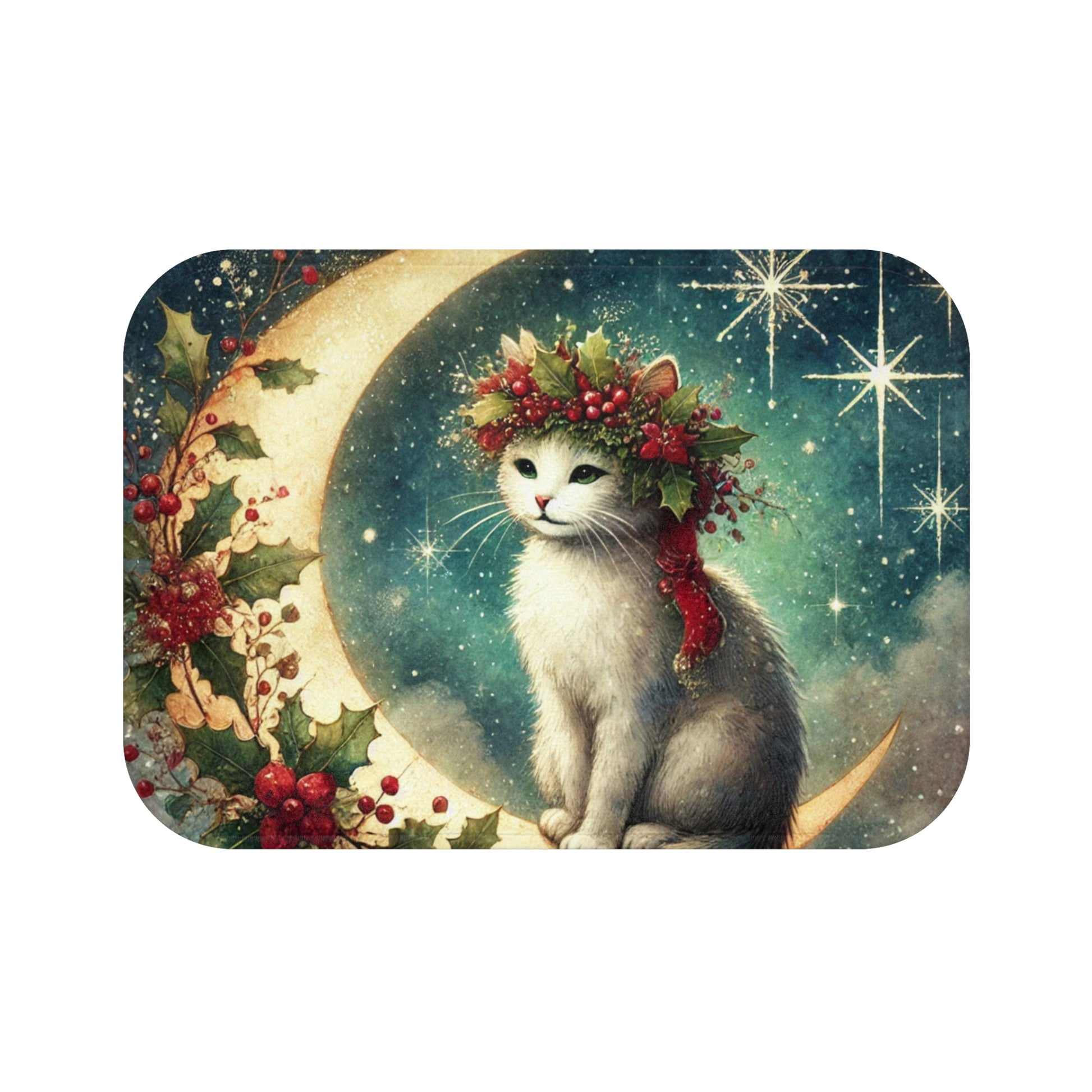 Holiday Moon - Cat Lover - Bath Mat -24x17   