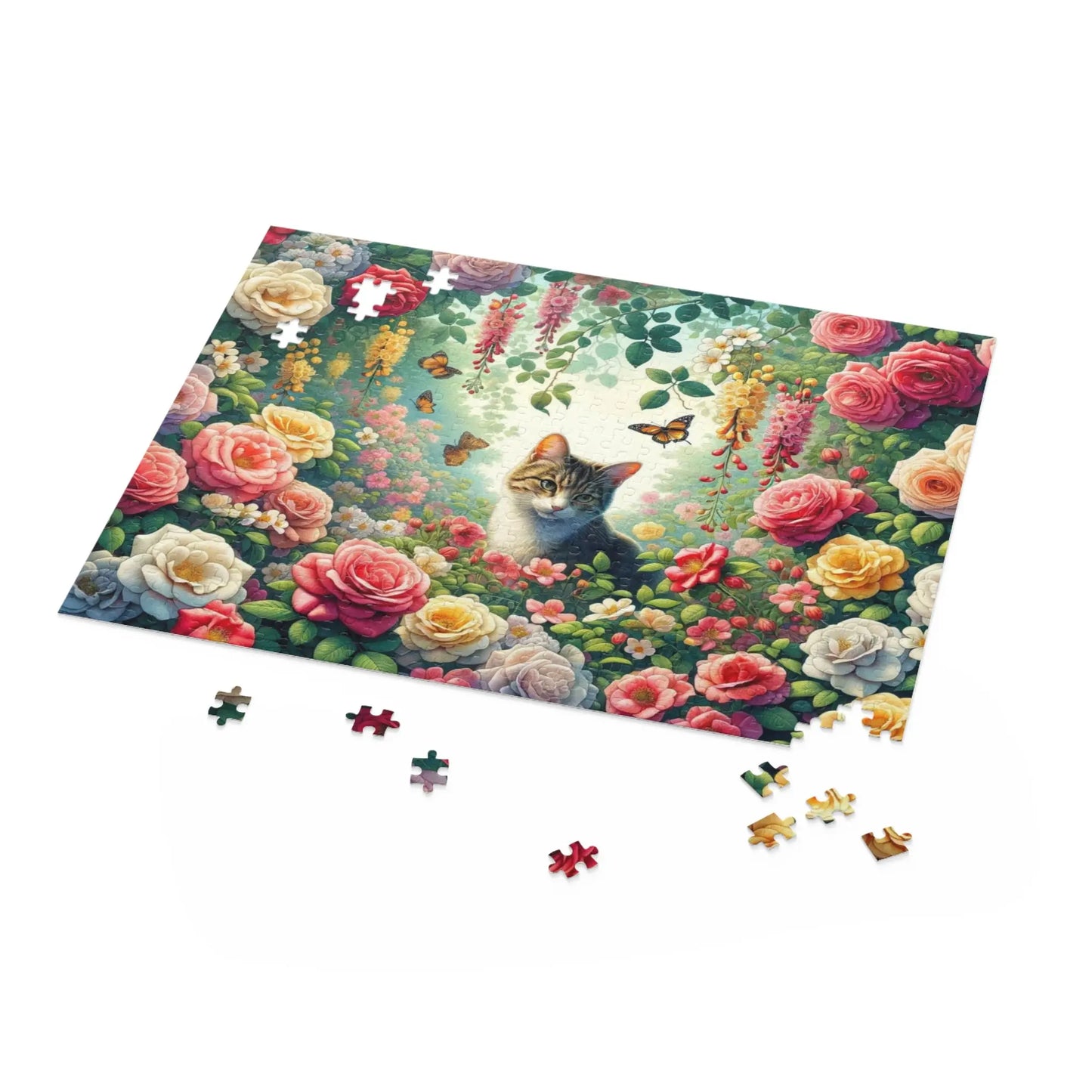 June Birthday Flower Puzzle - Cat Lover Gift - 120, 252, 500-Piece Jigsaw Puzzle - Montecore PawPrints