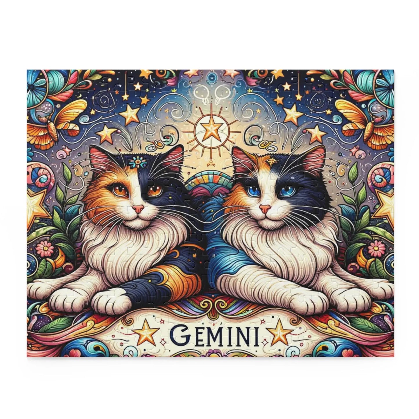 Gemini Zodiac Birthday Puzzle - Cat Lover Gift 120, 252, or 500 -piece options - Montecore PawPrints