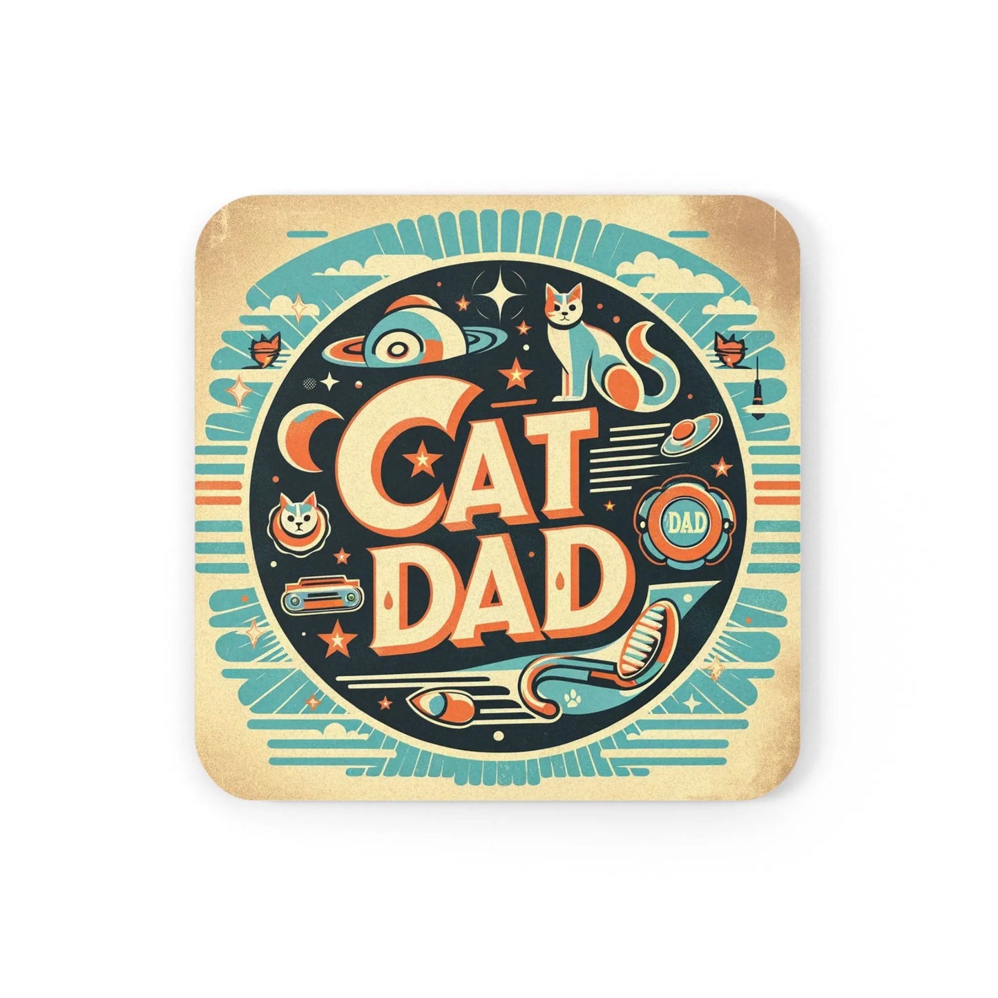 Retro Cat Dad - Cat Lover Coaster - Montecore PawPrints