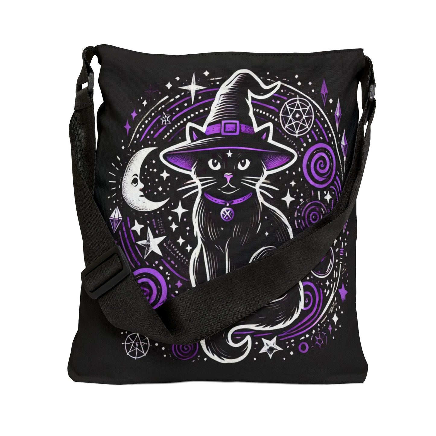 Cat Witch Halloween Tote Bag - With Adjustable Strap - Trick or Treat   