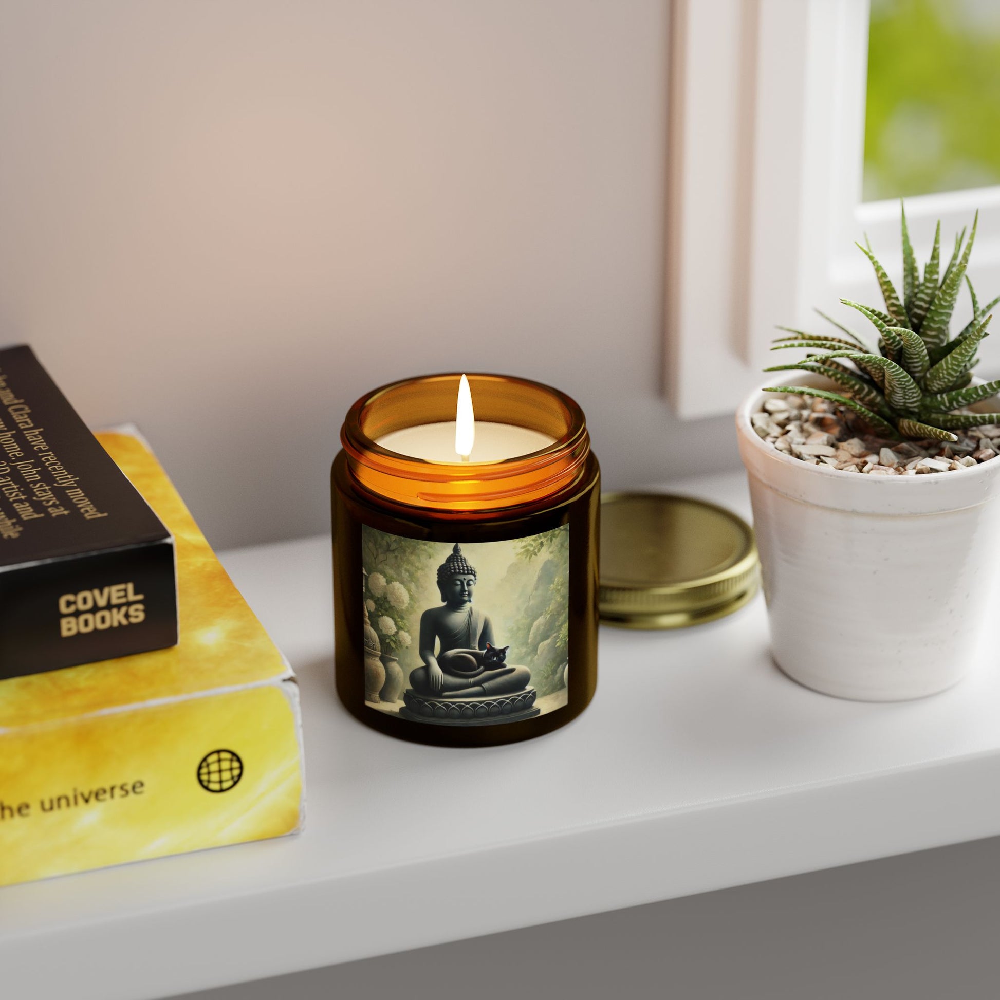 Cat Naps With Buddha - Scented Coconut Apricot Candles 4oz   