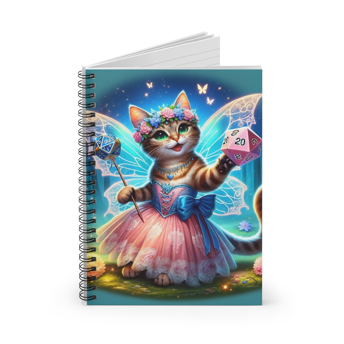 Dungeons and Dragons Cat Fairy - Spiral Notebook - Ruled Line - Montecore PawPrints