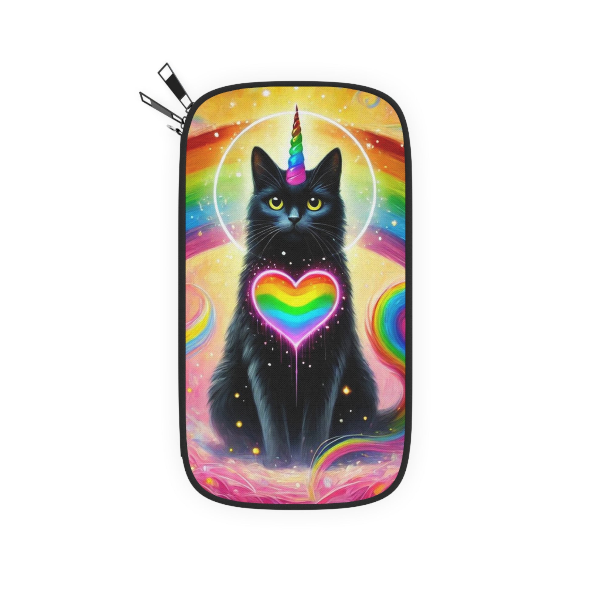 Black Caticorn - Cat Unicorn - Passport Wallet - Travel Gift   