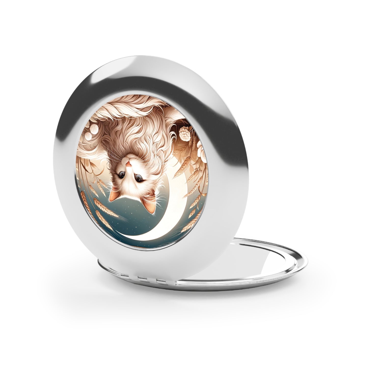 Celestial White Cat - Compact Travel Mirror   