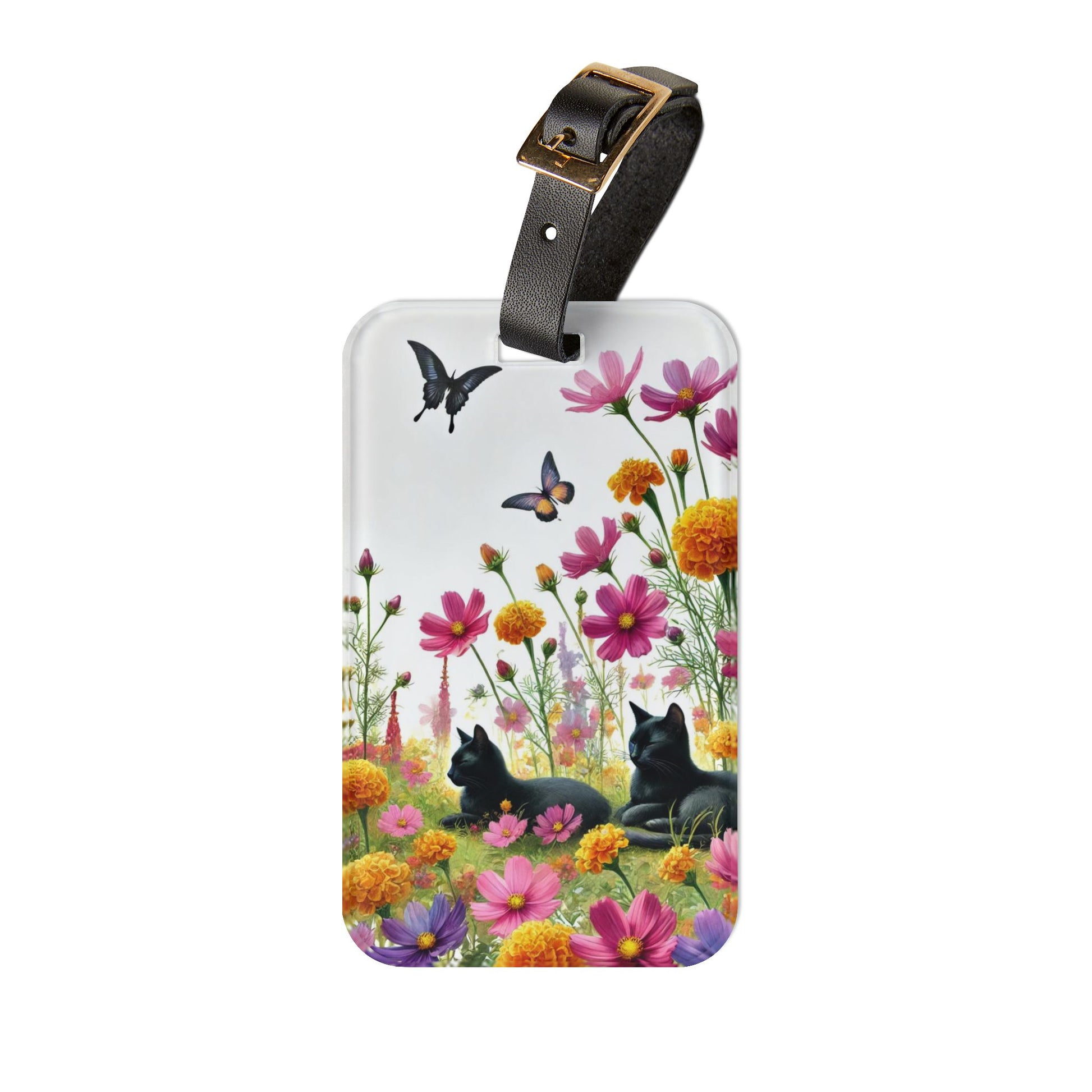 October Birth Month Flowers - Cat Lover - Luggage Tag - Travel Gift   