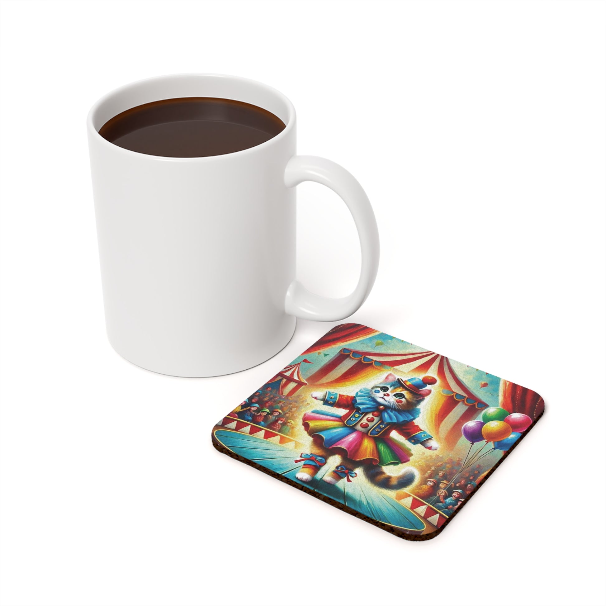 Circus Cat Clown Ballerina  - High Gloss Drink Coaster   