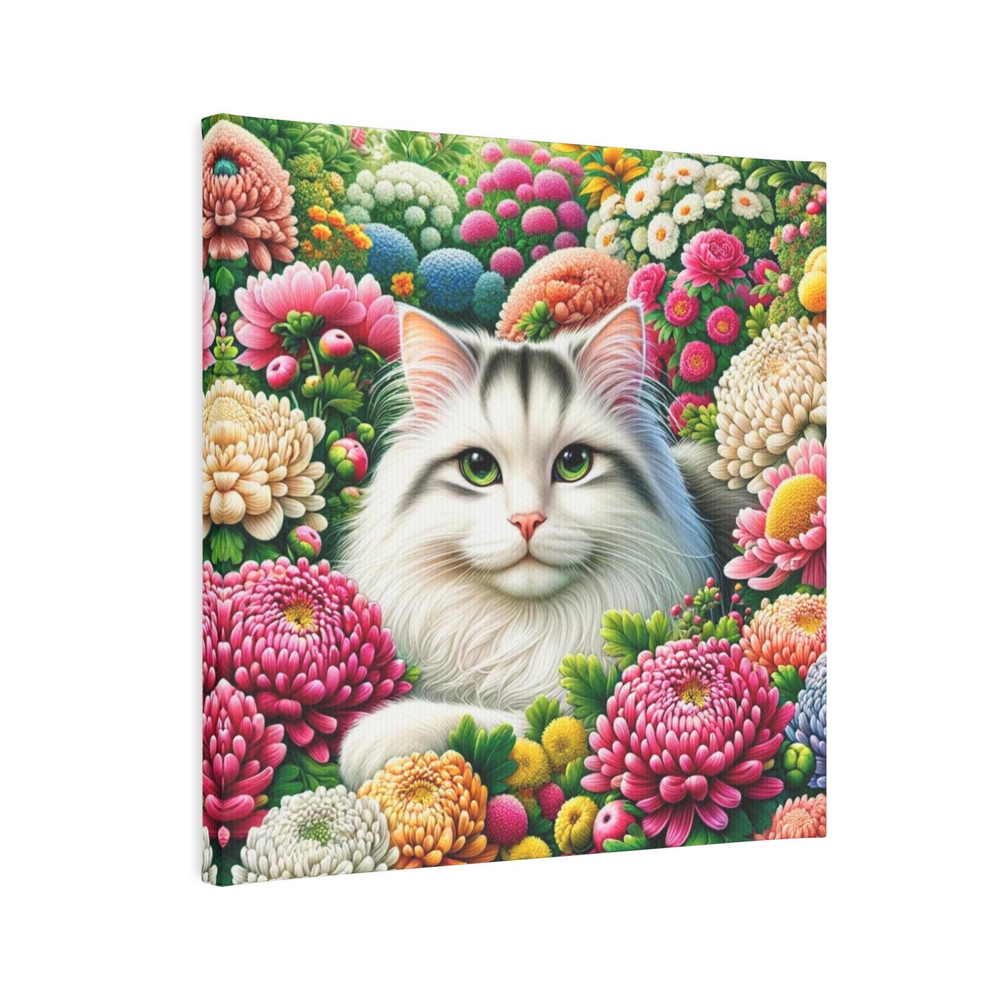 November Birth Flower Chrysanthemums - Cat Lover - Wall Art Decor   