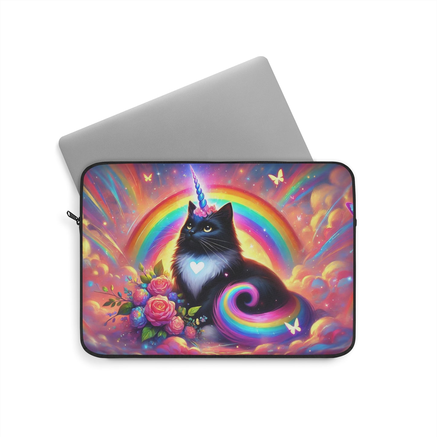 Pink Dreams Caticorn - Rainbows, Cats and Unicorns - Laptop Sleeve   