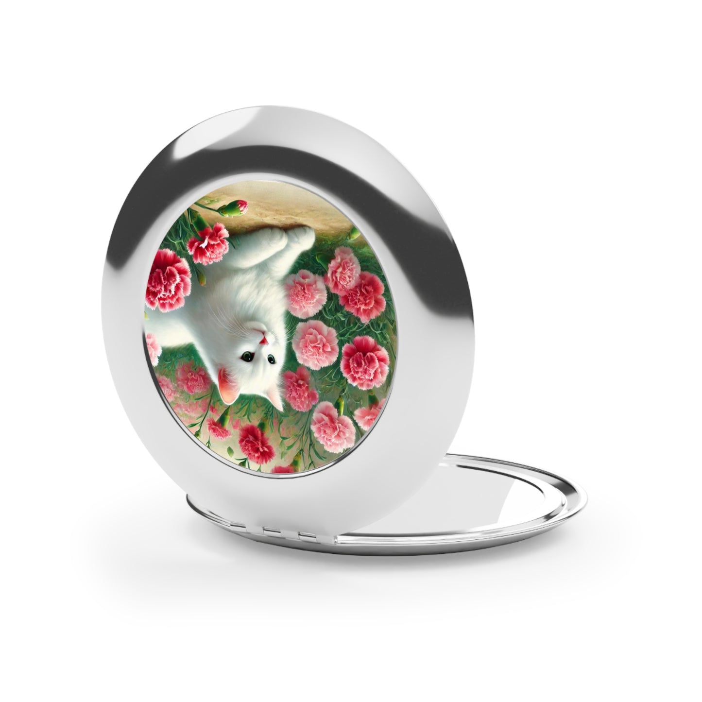 January Birth Flower - Cat Lover - Compact Travel Mirror   