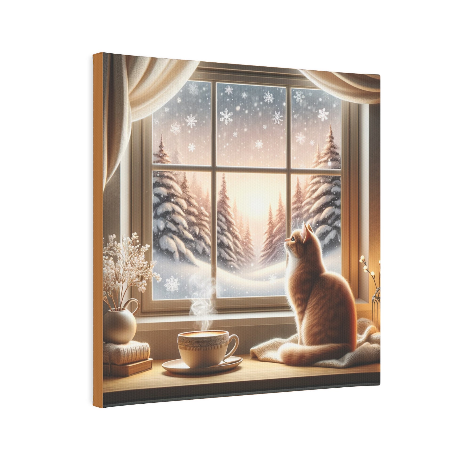 Cozy Winter Scene - Cat Lover - Wall Art Decor   