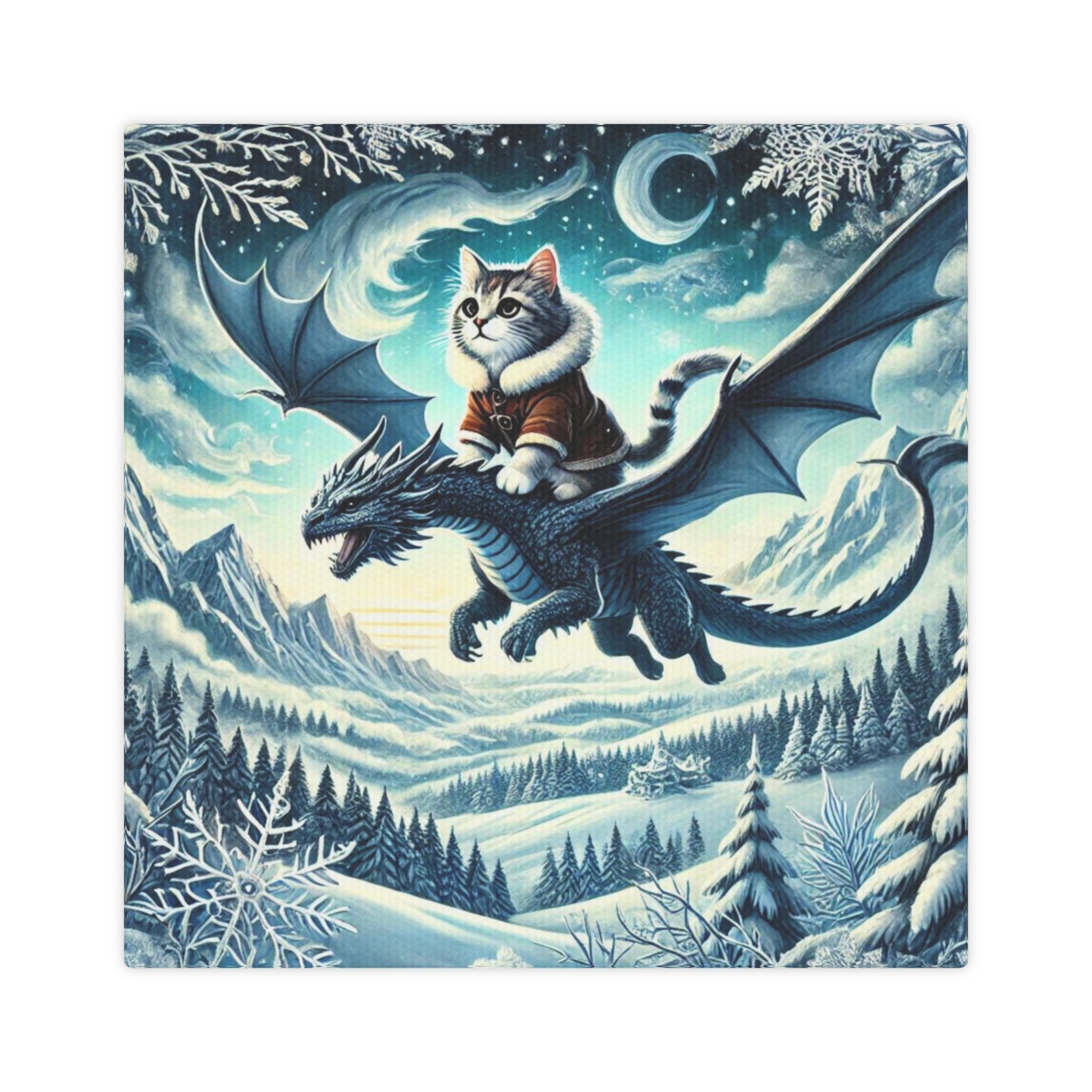 Winter Dragon Flight - Cat Lover - Wall Art Decor   