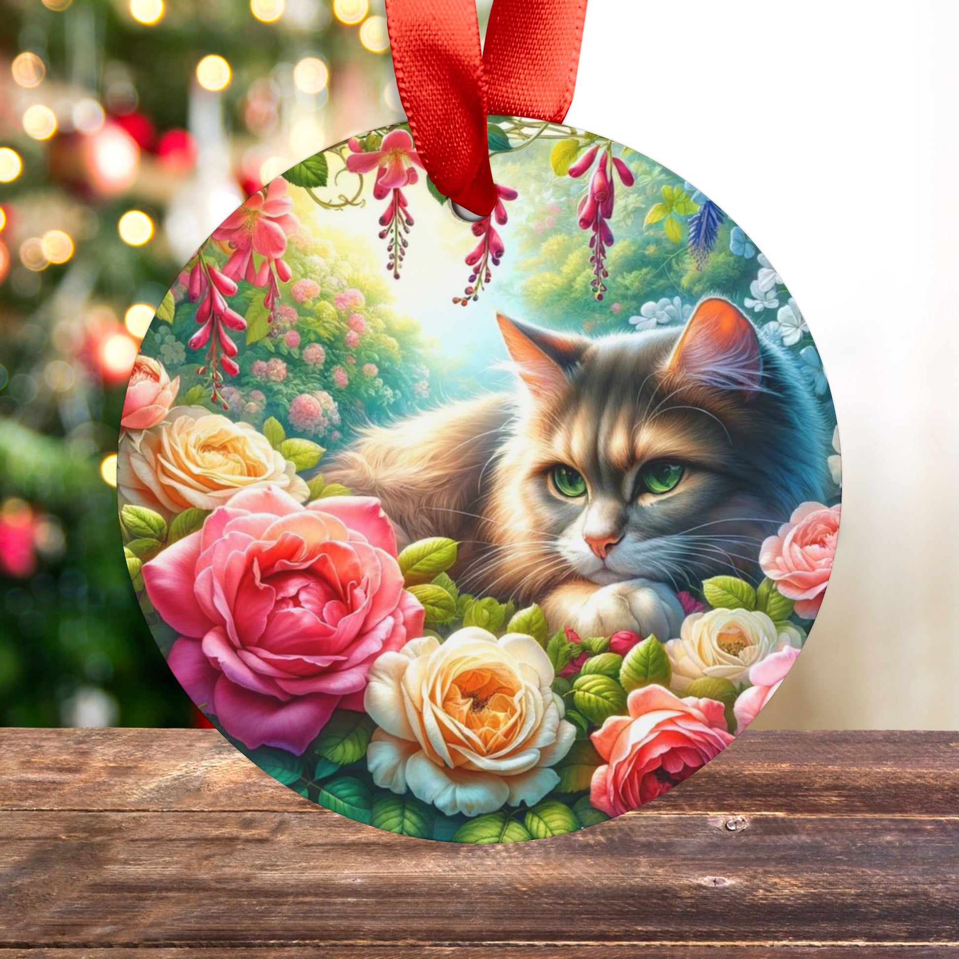 June Birth Flower - Cat Lover - Ornament   