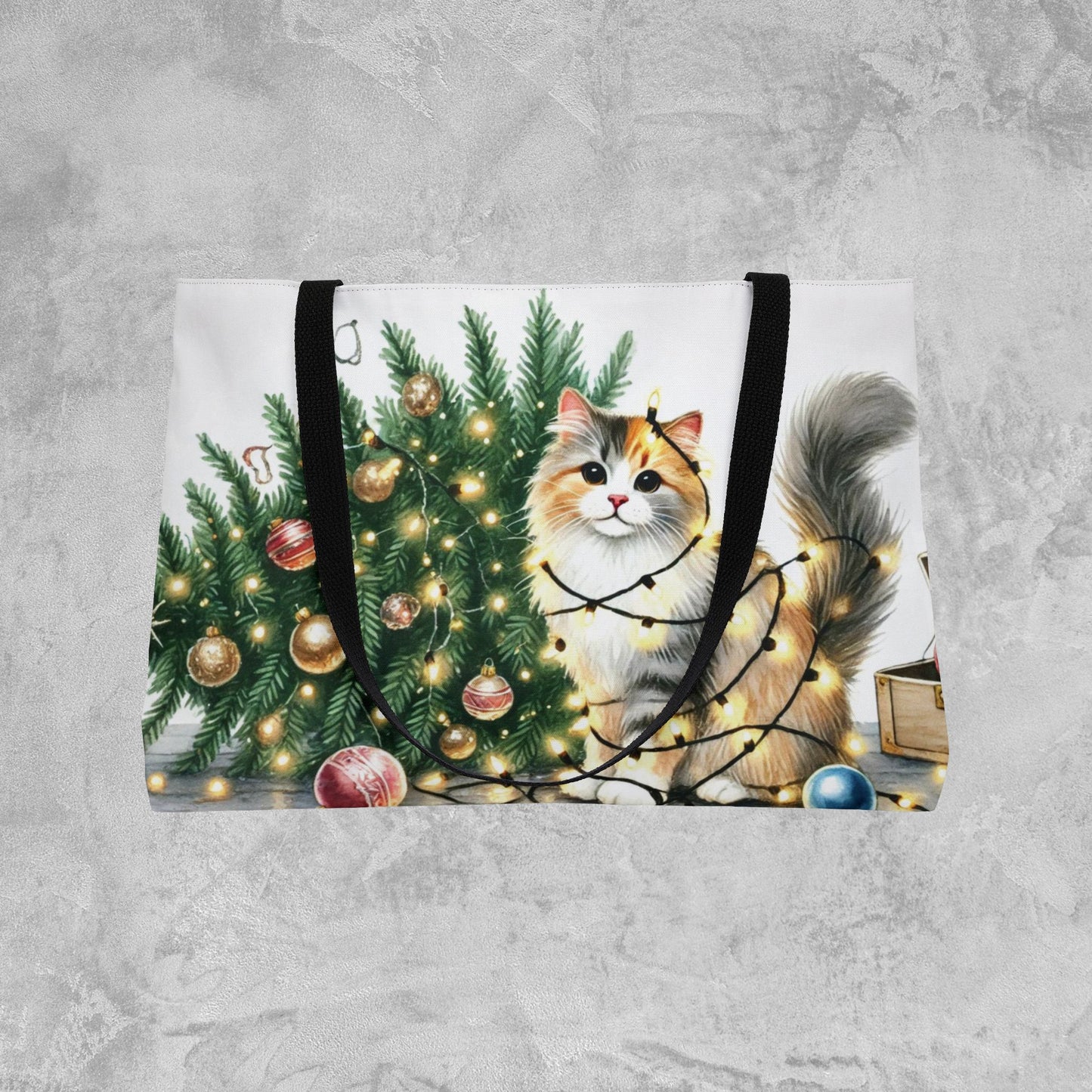 Kitty Christmas Lights  - Weekender Tote Bag   