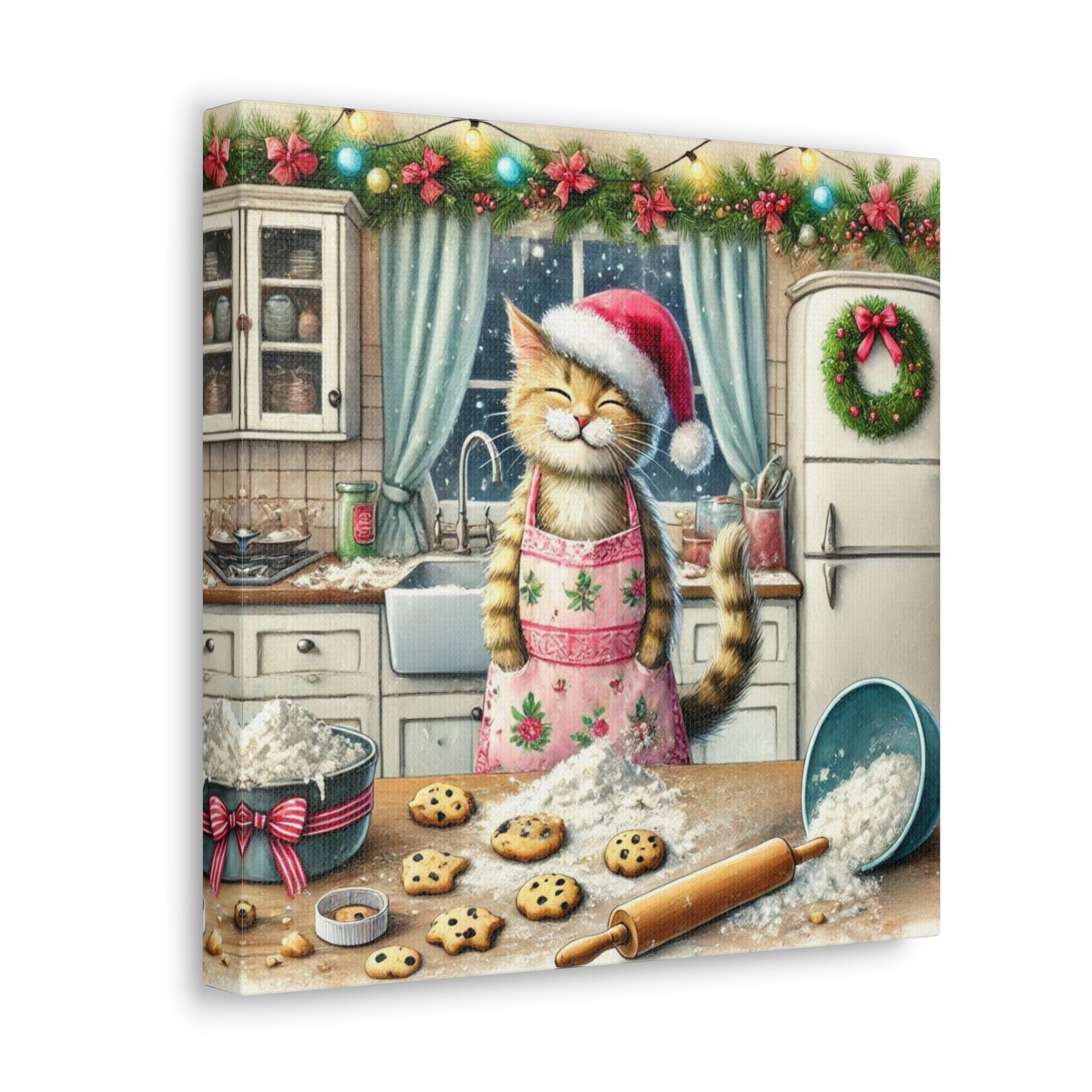 Christmas Cookies - Cat Lover - Holiday Decor - Canvas Gallery Wraps   