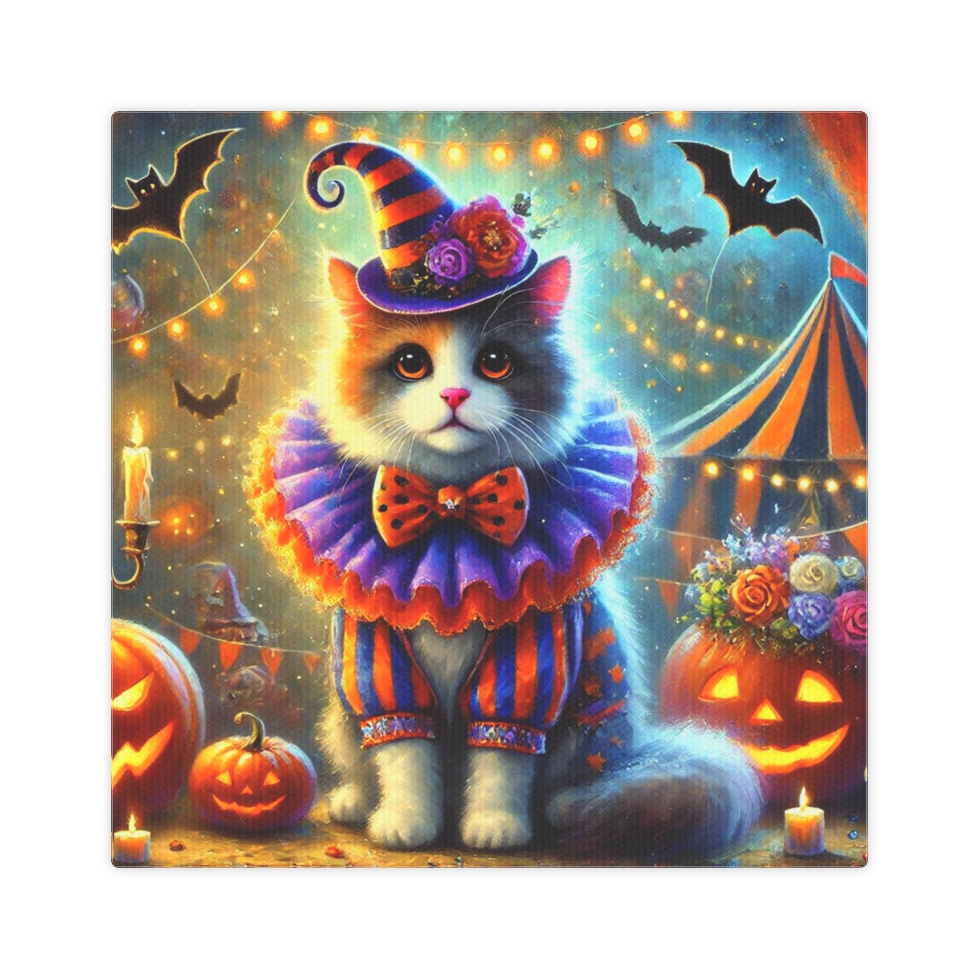 Halloween Cat Clown - Cat Lover - Wall Art Decor 8x8   