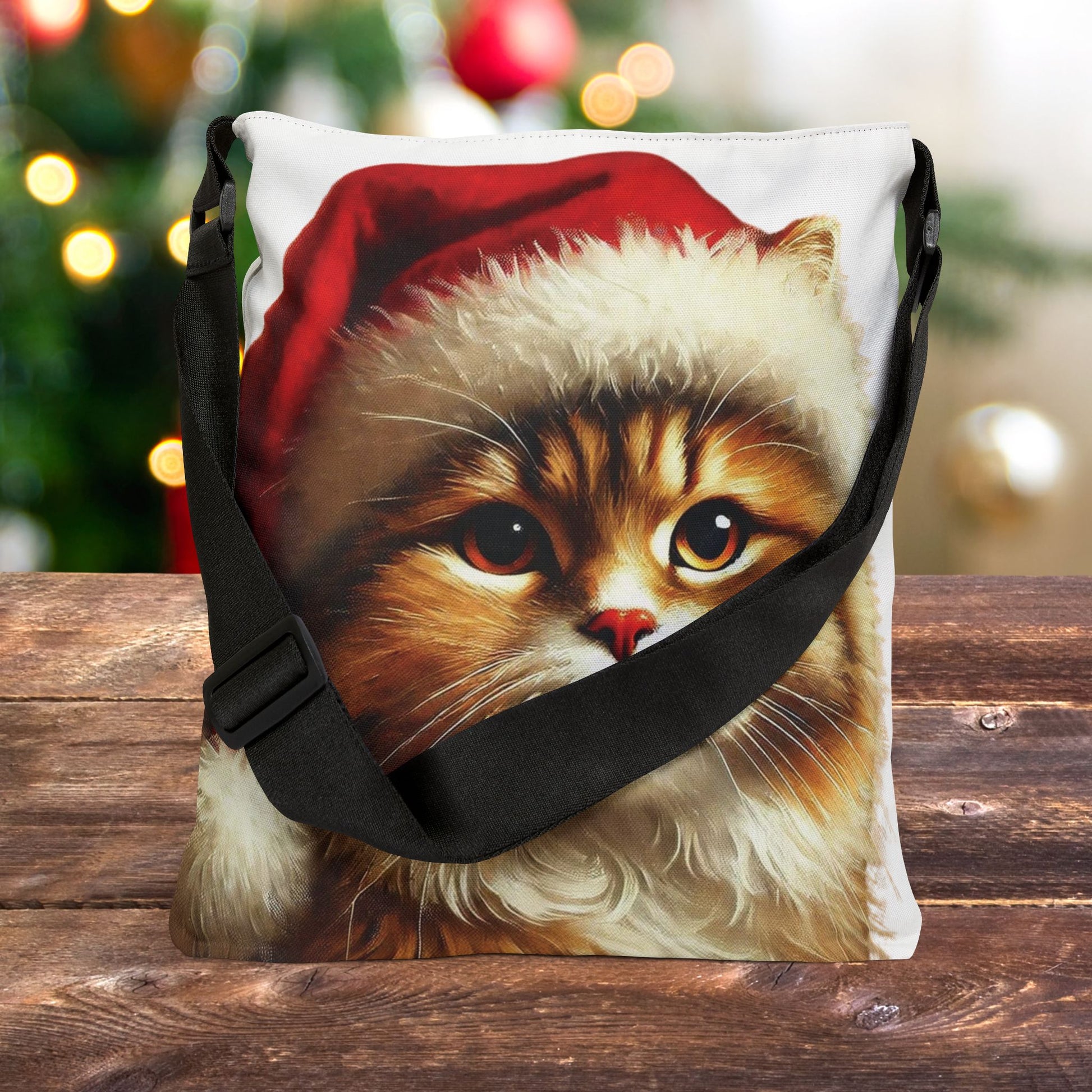 Santa Cat Lover - Adjustable Strap Tote Bag   