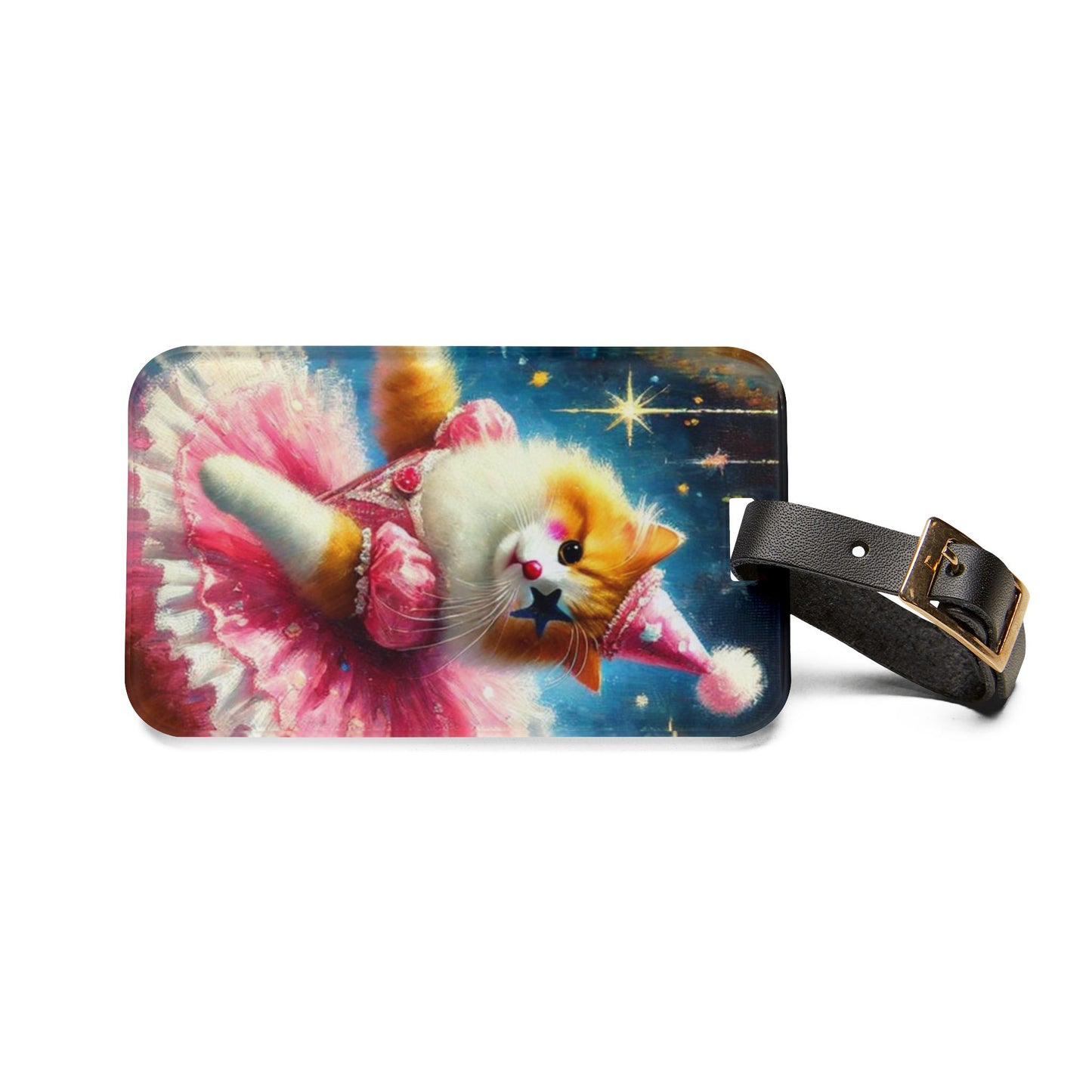 Pink Cat Clown - Circus - Luggage Tag - Travel Gift   