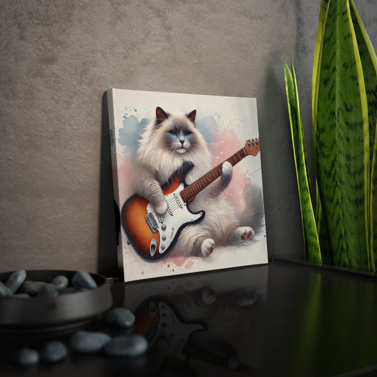 Guitar - Cat Musician - Wall Art Decor   