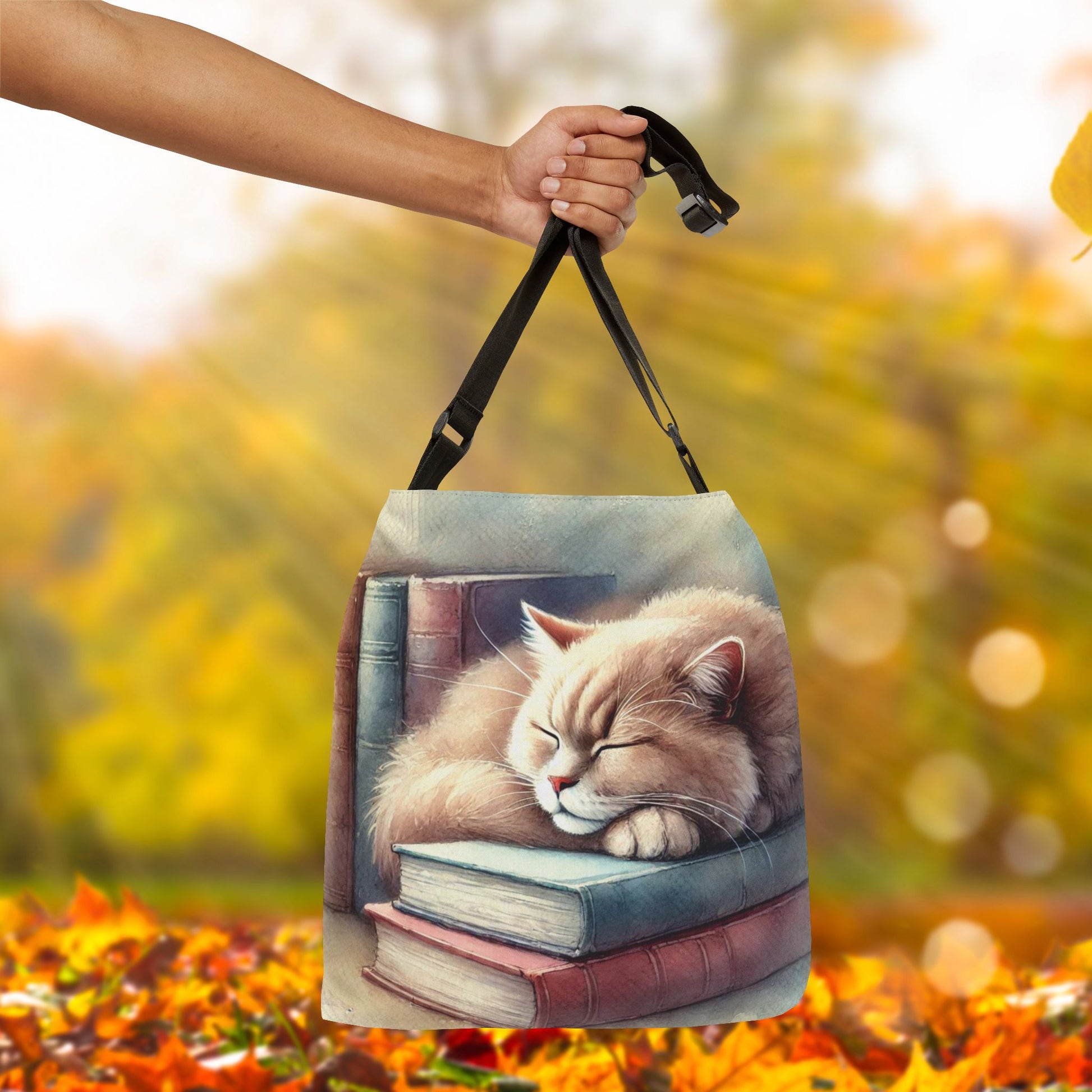 Cat Naps - Book Bag  - Adjustable Strap Tote Bag   