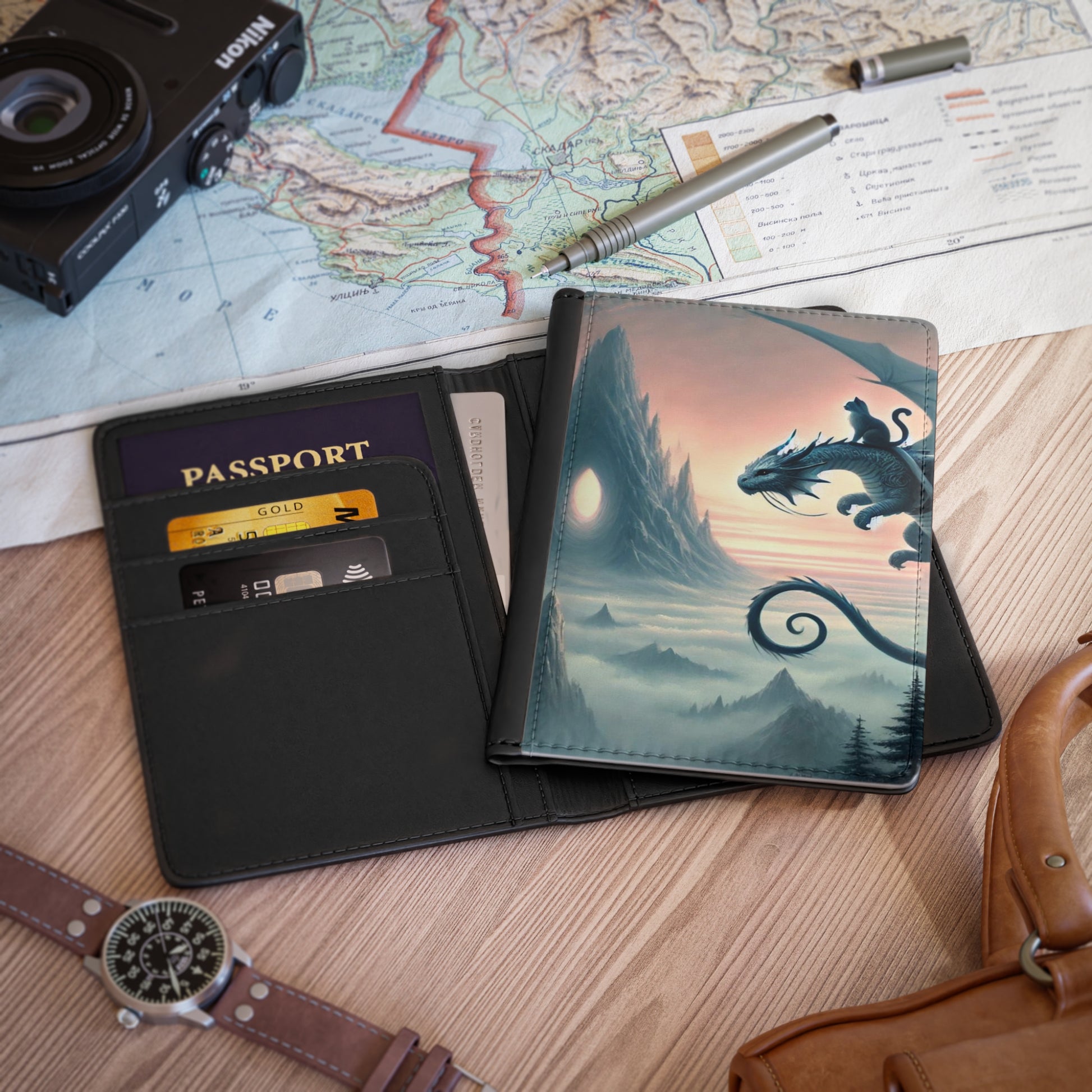 Fantasy Dragon Explorer - Cat Lover - Passport Cover   